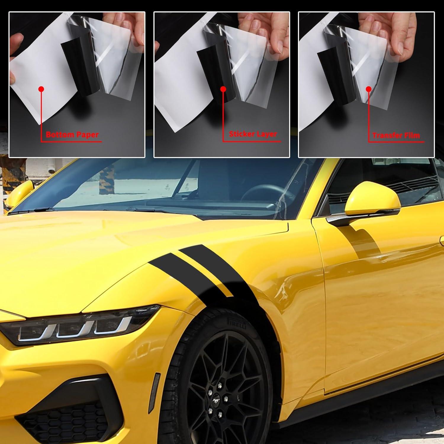 Calcomanías de Carreras de Vinilo TOMALL - 2 Pares Negro