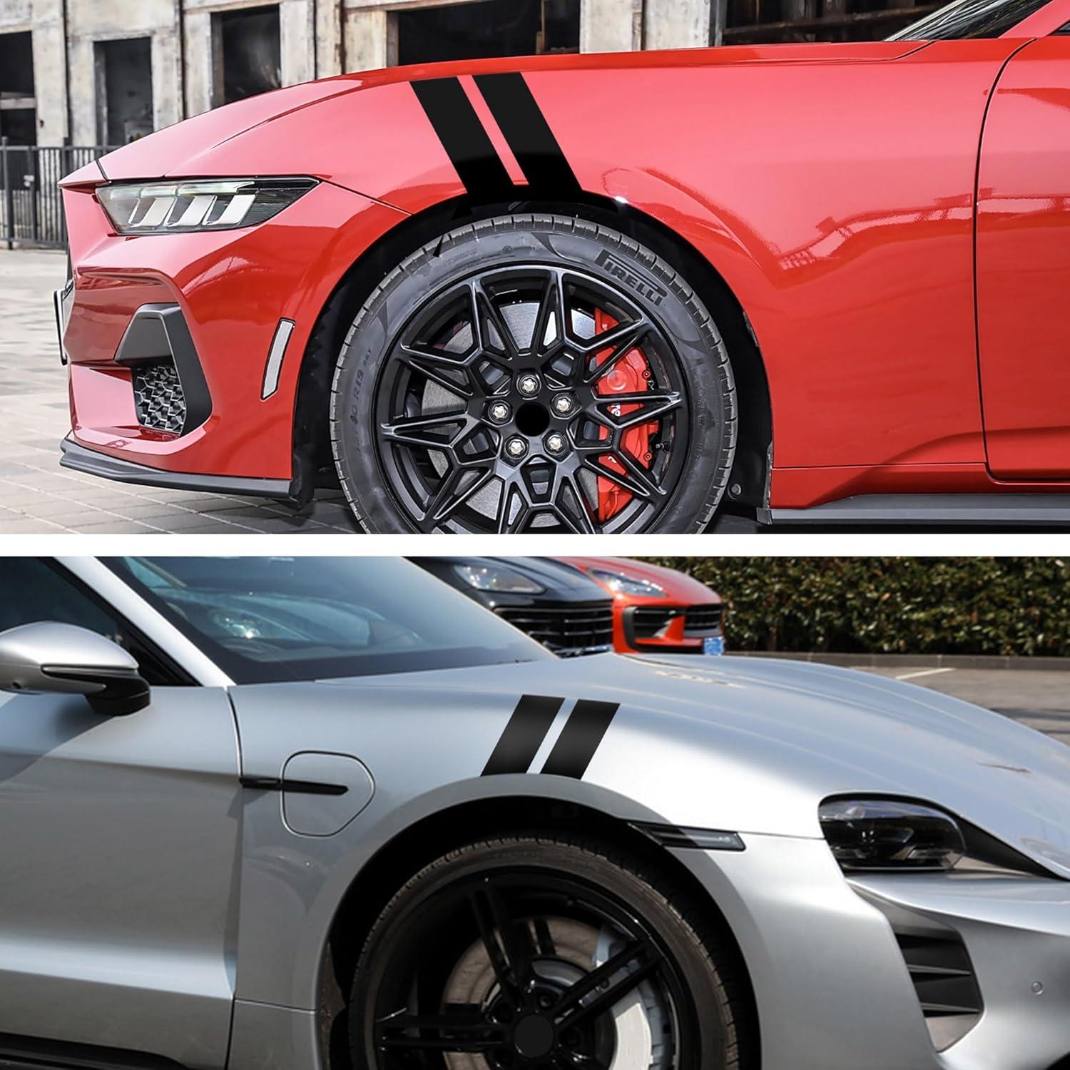 Calcomanías de Carreras de Vinilo TOMALL - 2 Pares Negro