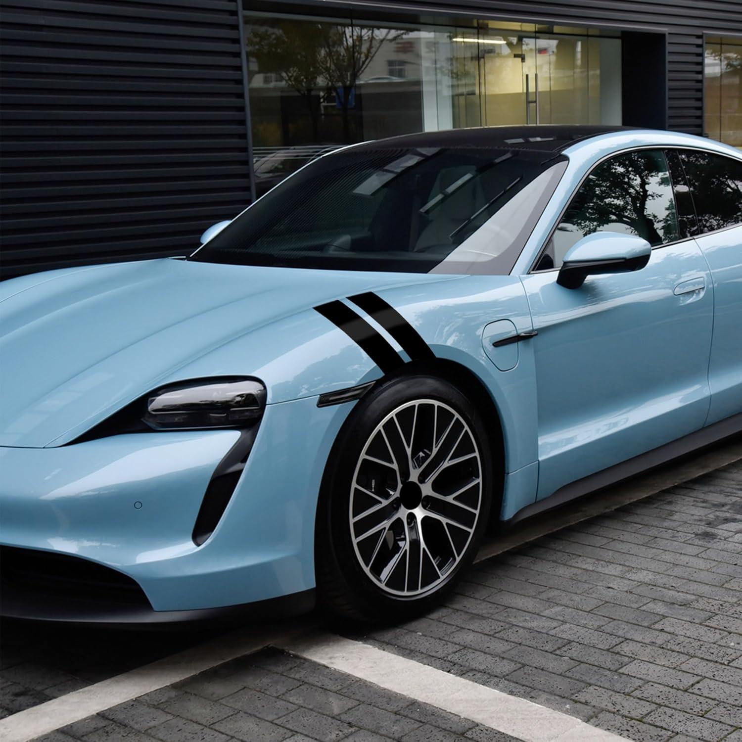 Calcomanías de Carreras de Vinilo TOMALL - 2 Pares Negro