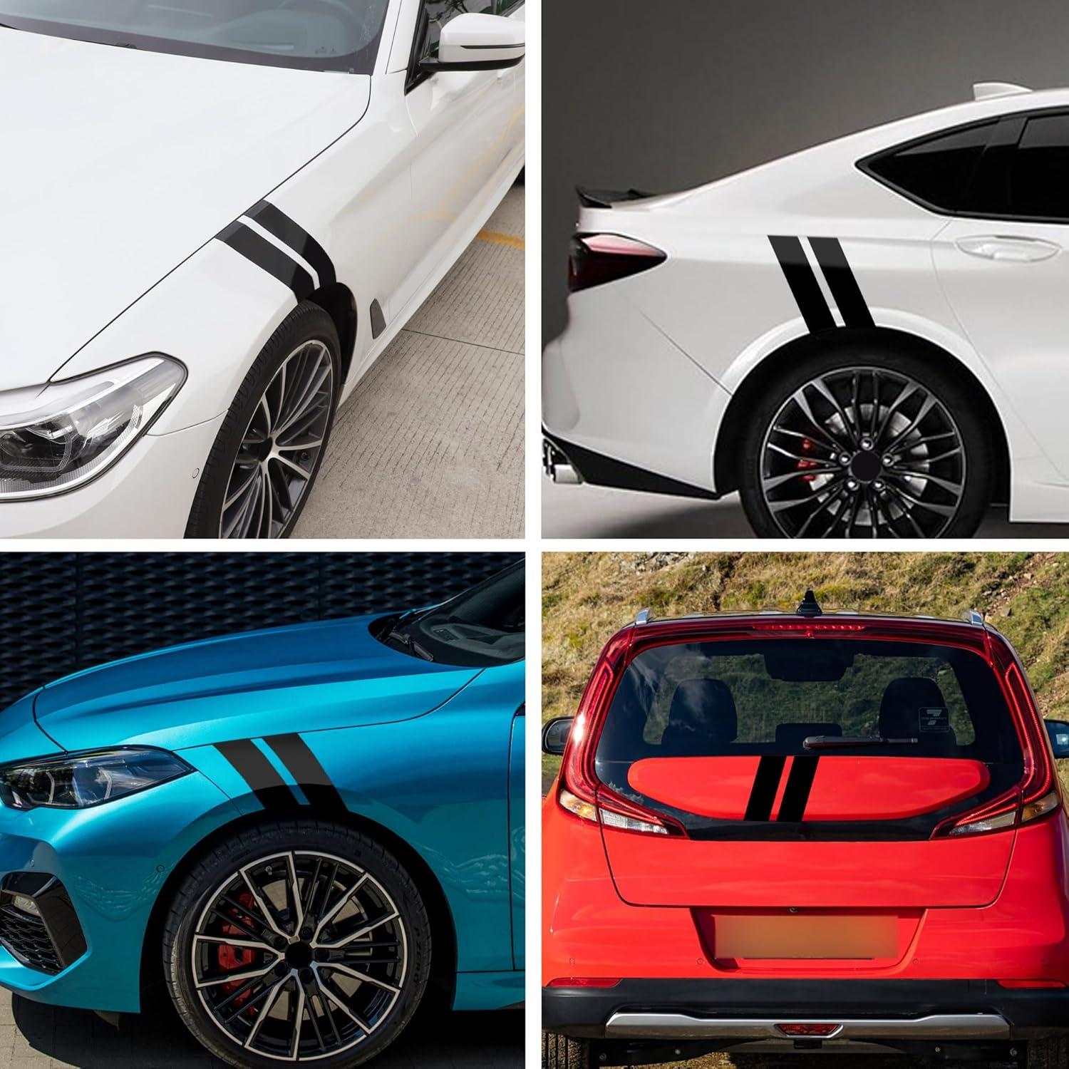 Calcomanías de Carreras de Vinilo TOMALL - 2 Pares Negro