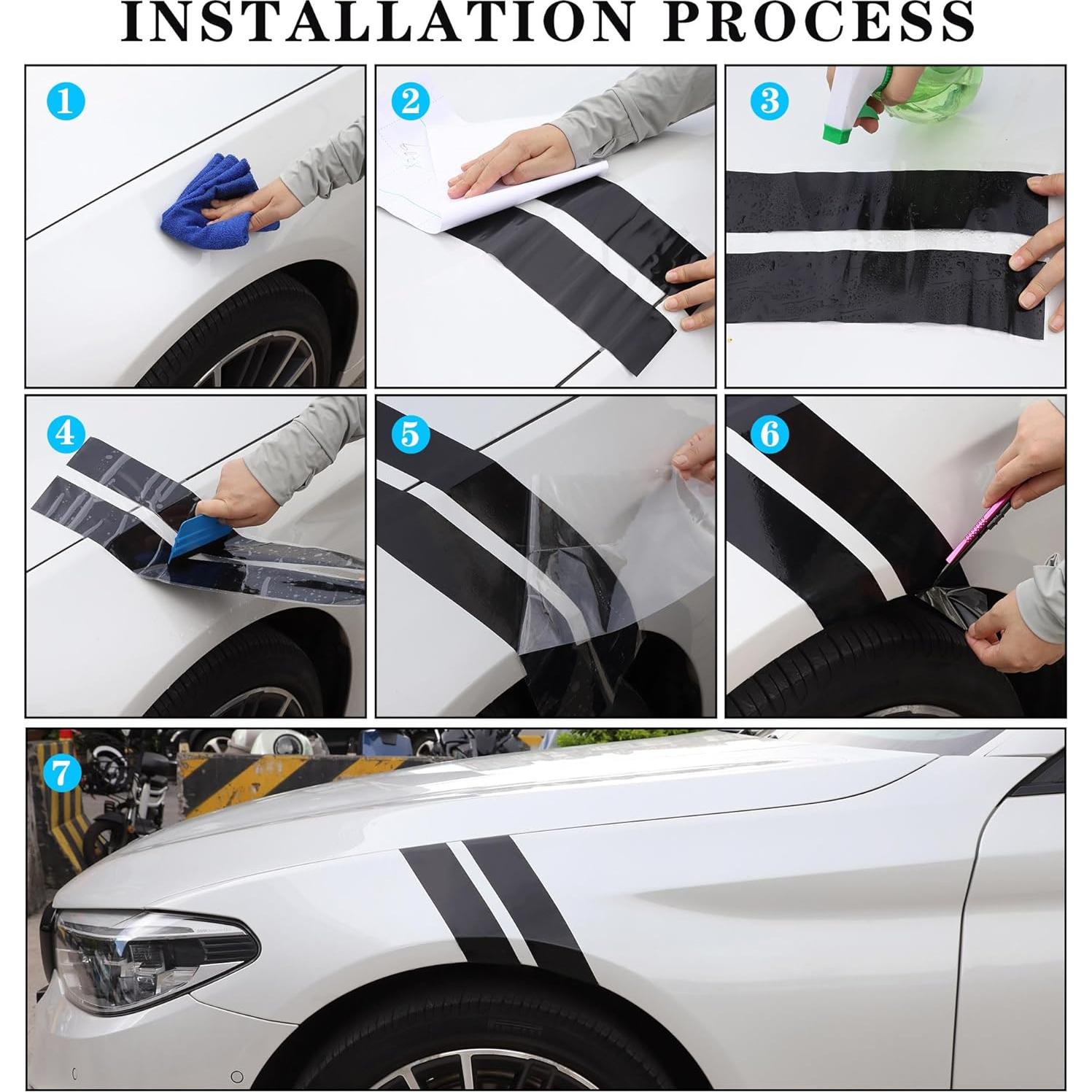 Calcomanías de Carreras de Vinilo TOMALL - 2 Pares Negro