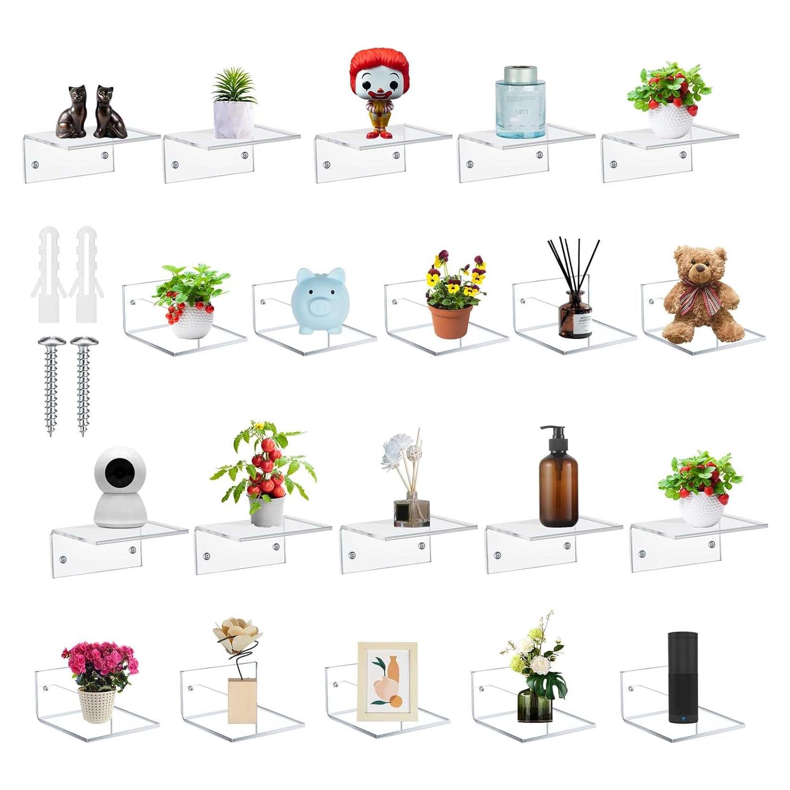 Estanterías Flotantes de Acrílico Juexica 20 Unidades 10x5cm