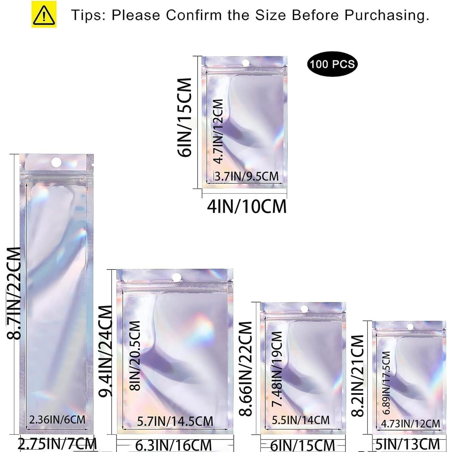 Bolsas Reseñables Holográficas GSXRB 100 Unidades 7x22cm