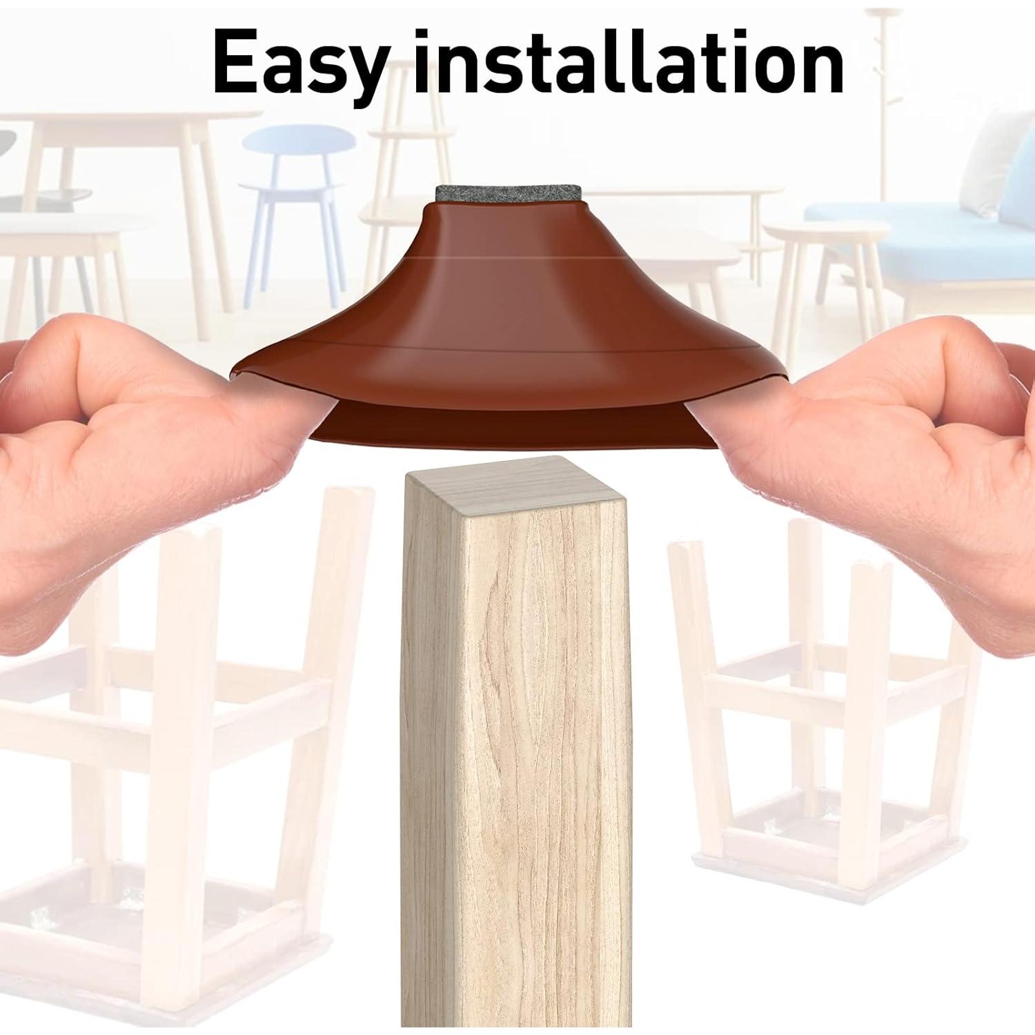 Protectores de Patas de Silla CHWM Cuadrados 24 Pcs Silicona Fieltro