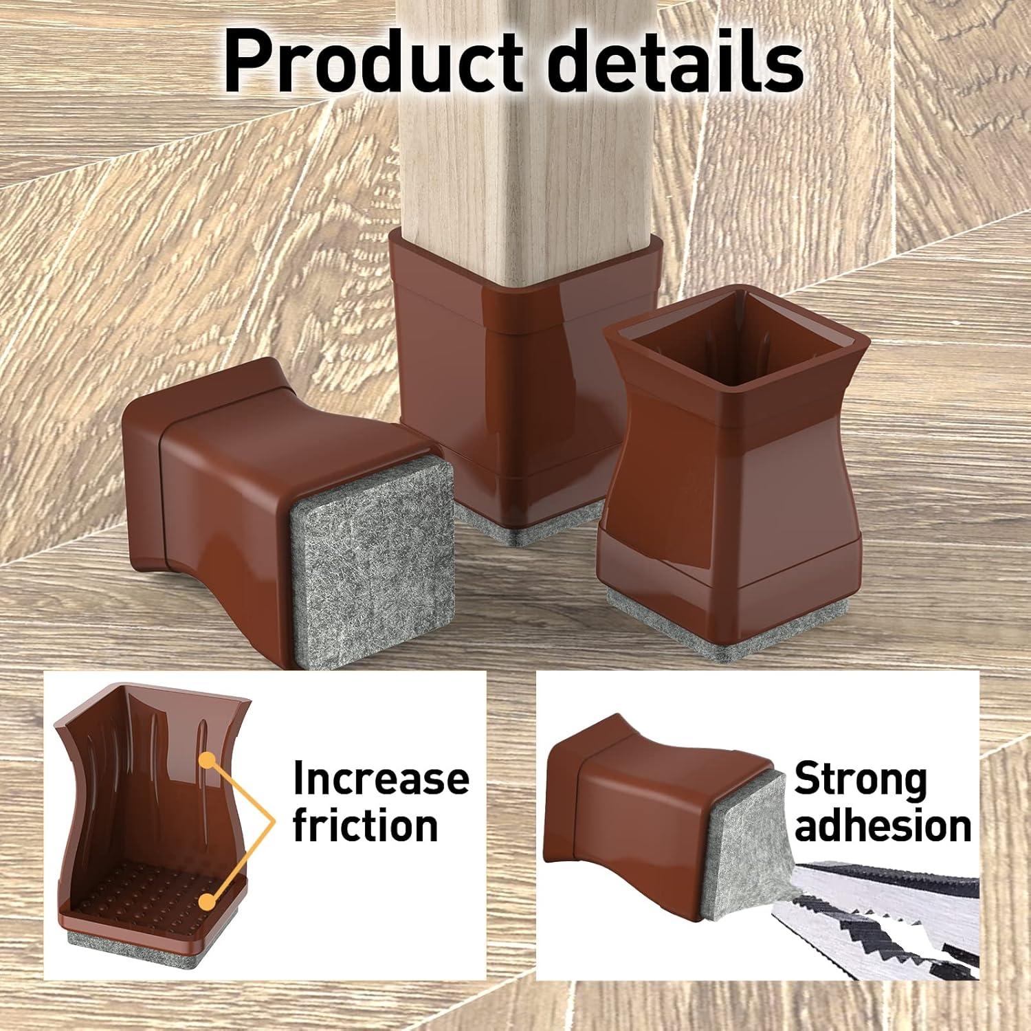 Protectores de Patas de Silla CHWM Cuadrados 24 Pcs Silicona Fieltro