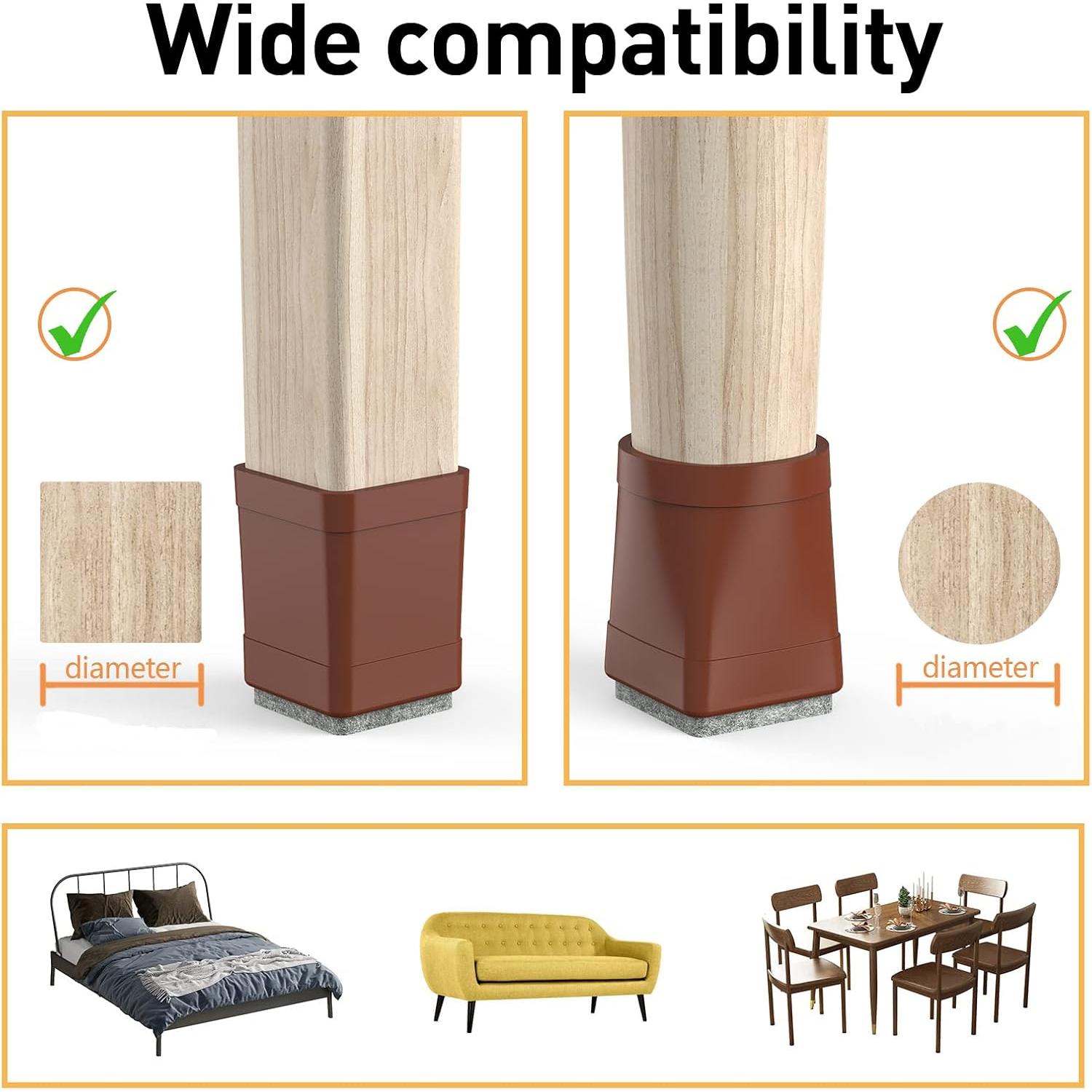 Protectores de Patas de Silla CHWM Cuadrados 24 Pcs Silicona Fieltro