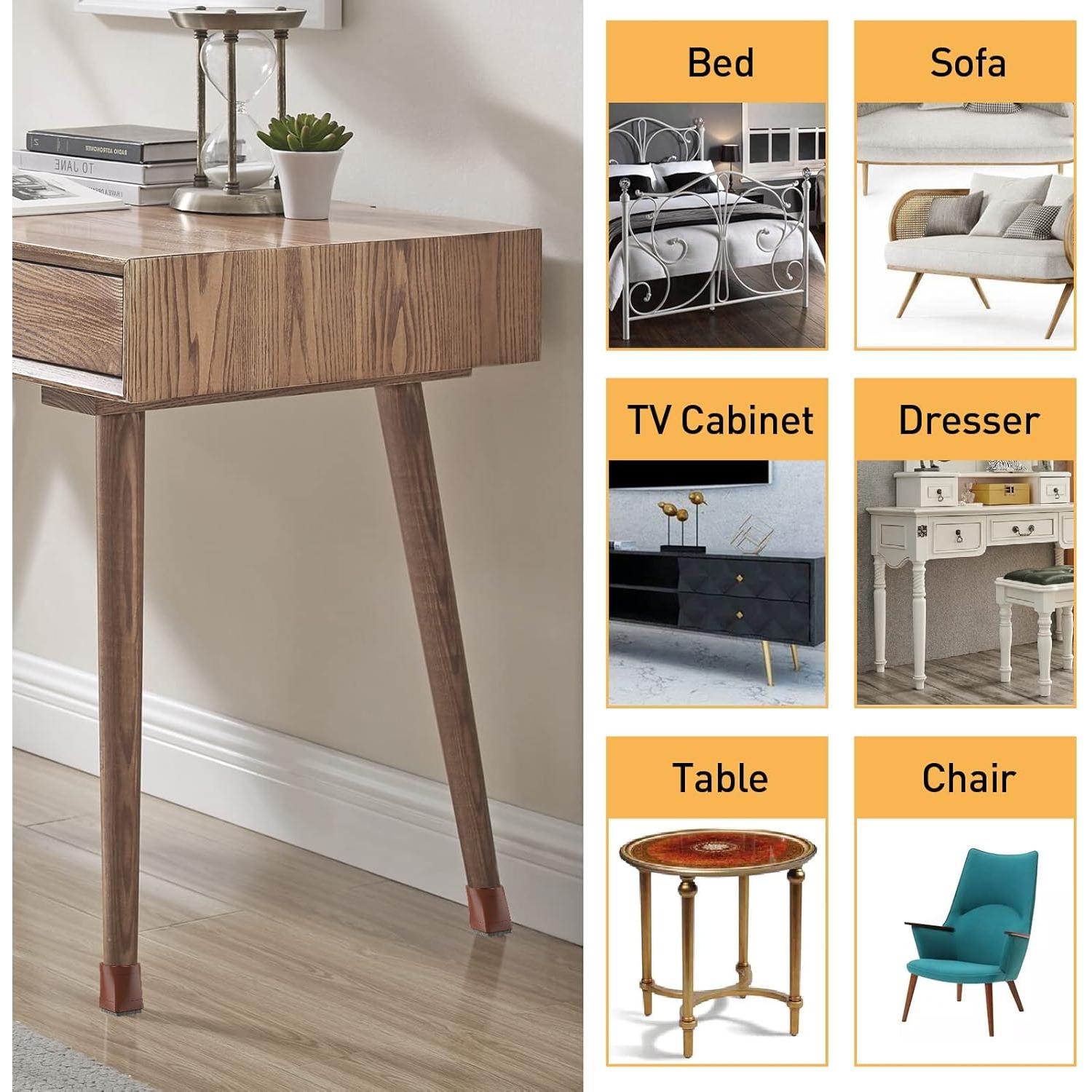 Protectores de Patas de Silla CHWM Cuadrados 24 Pcs Silicona Fieltro