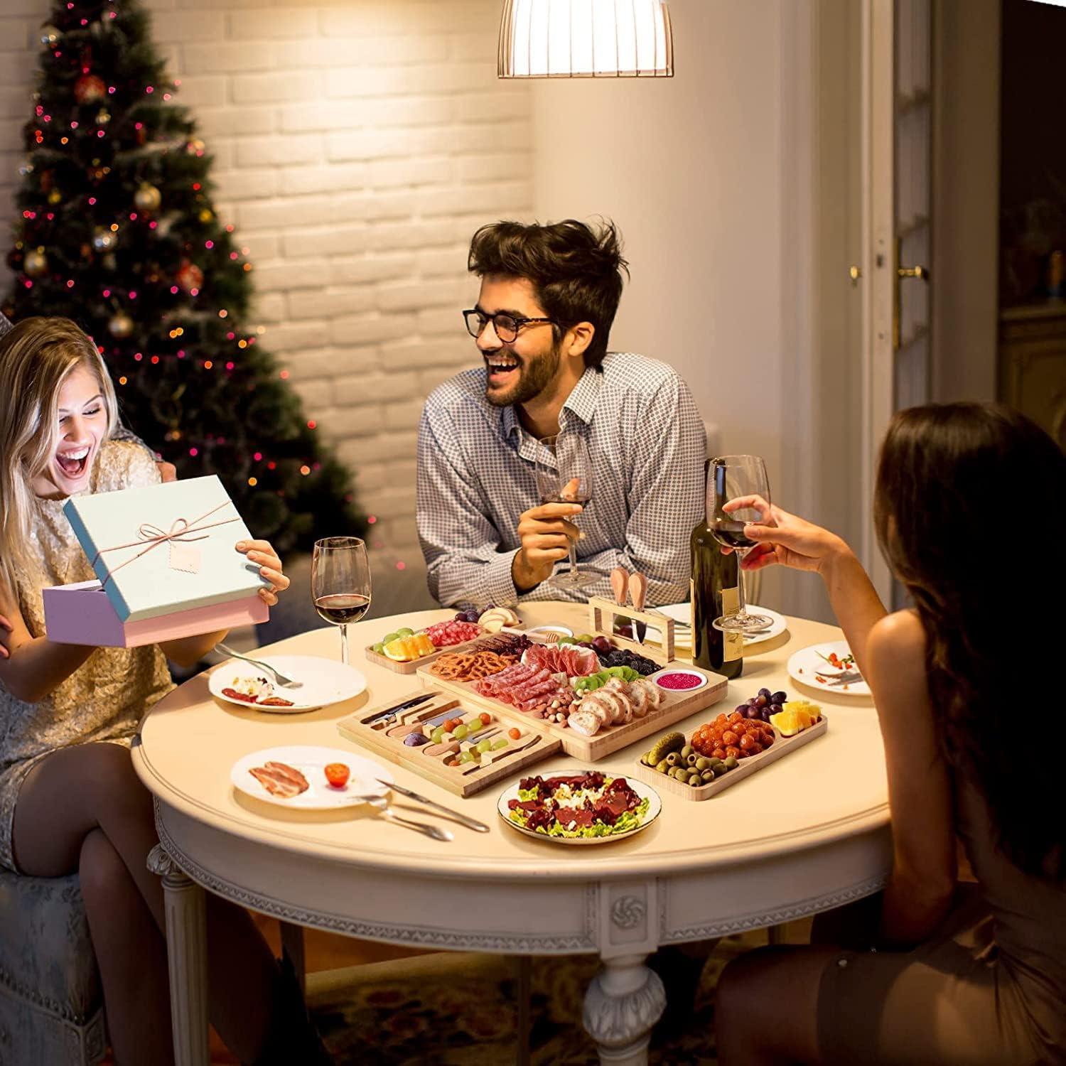 Tablas de Charcutería de Bambú ROCIRLAB 63.5x30.5cm con Cuchillos