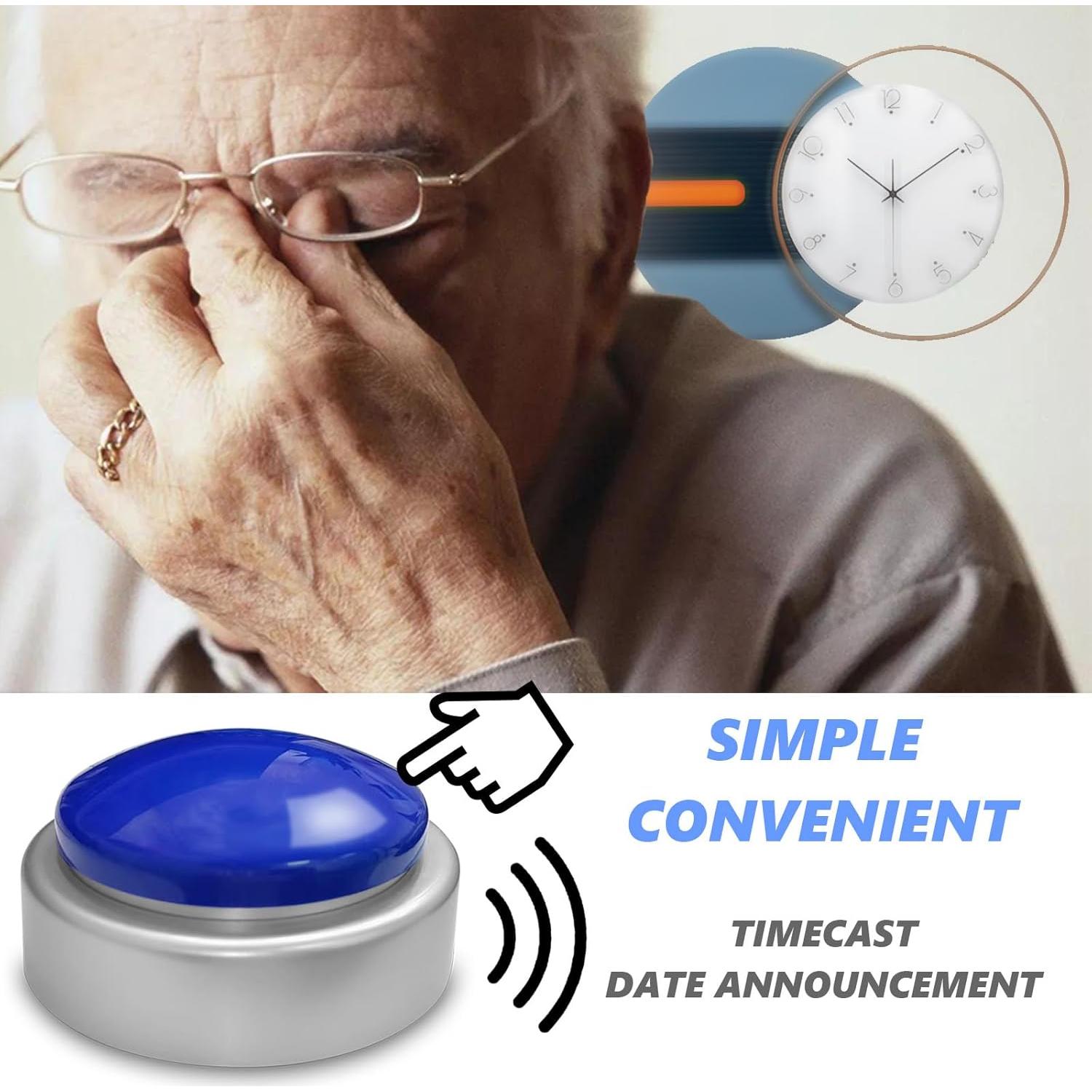 Reloj Despertador Hablante MAUJOY Azul con Control de Volumen