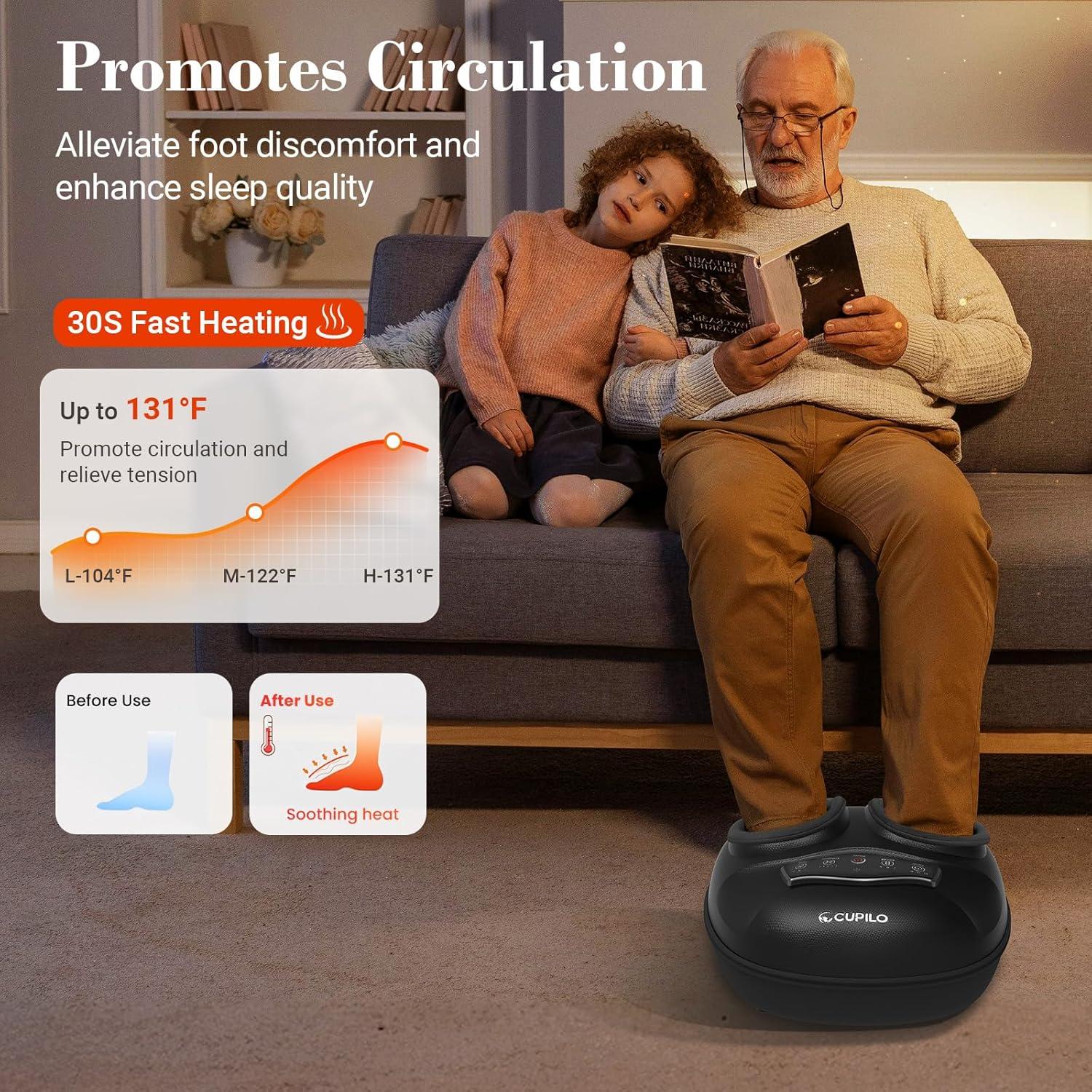 Masajeador de pies CuPiLo Shiatsu con calor y compresión