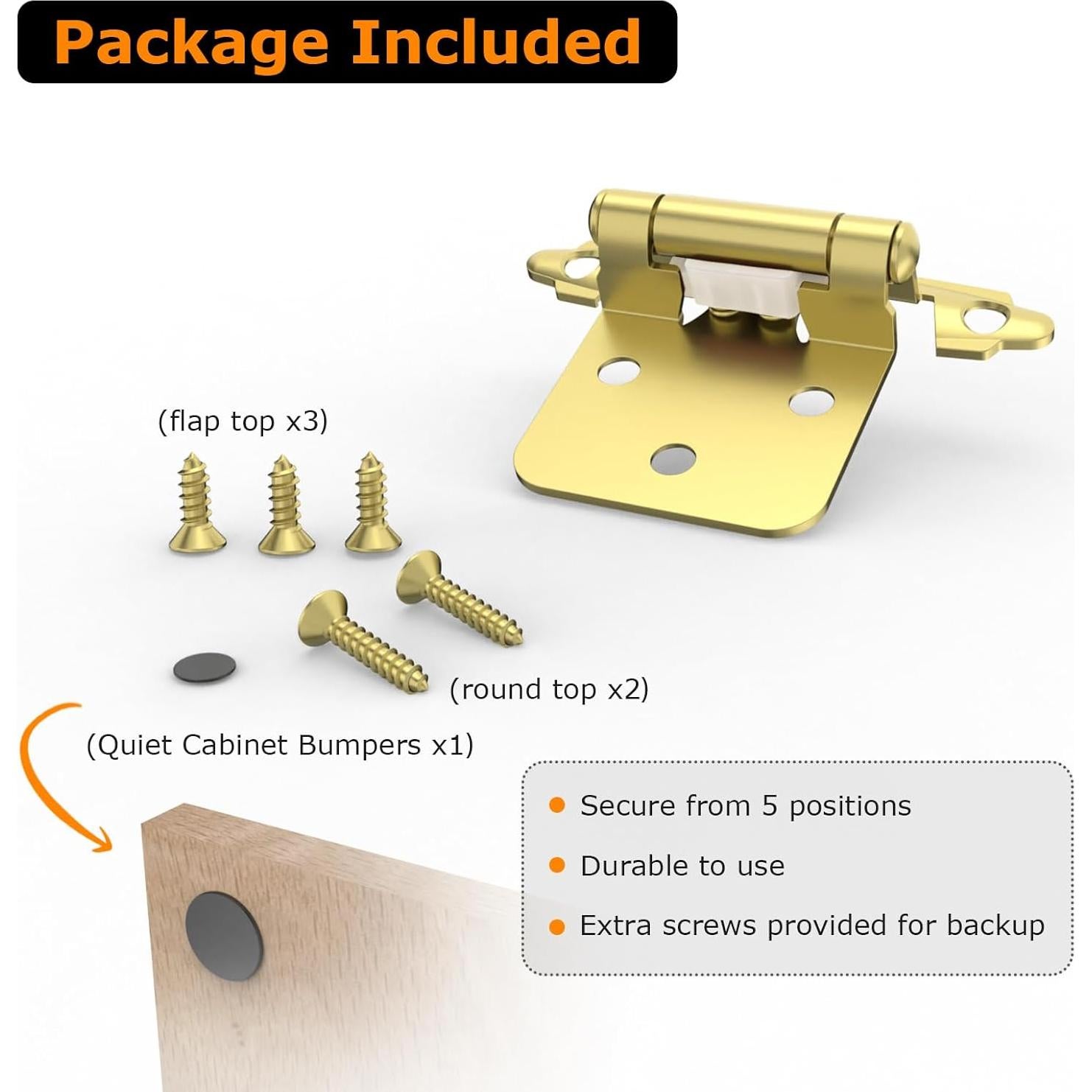 Bisagras de Gabinete Superpuestas Chibery 1/2" Cierre Automático Oro