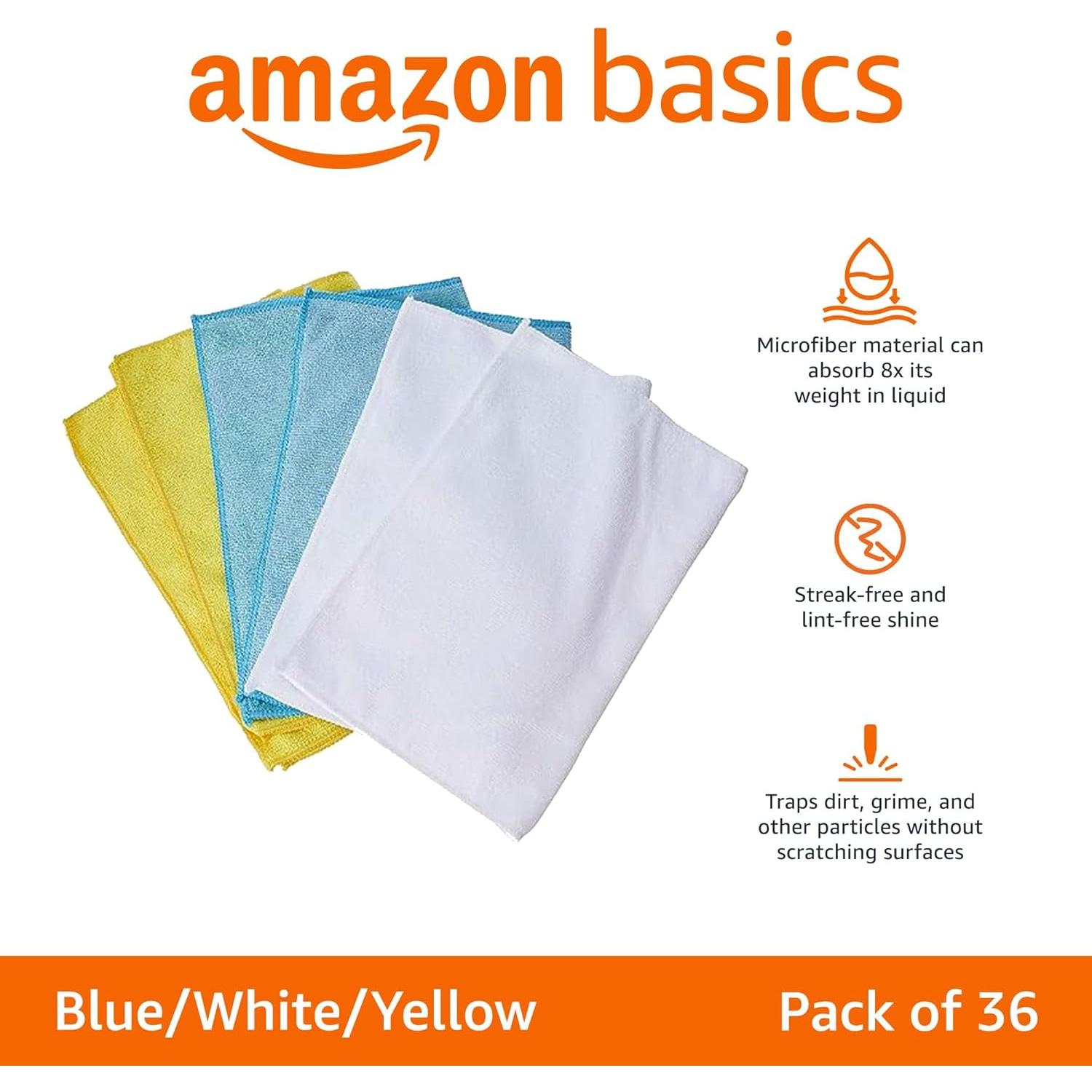 Paños de limpieza de microfibra Amazon Basics, 36 unidades, 40x30 cm