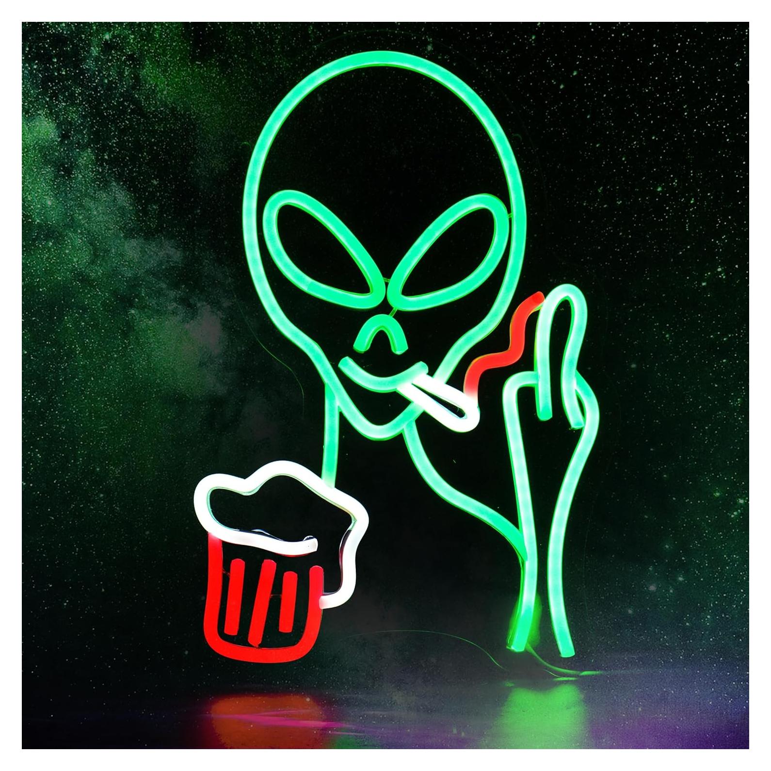 Cartel de Cerveza Alien LED 40x31.8cm para Pared - LEAHPENG