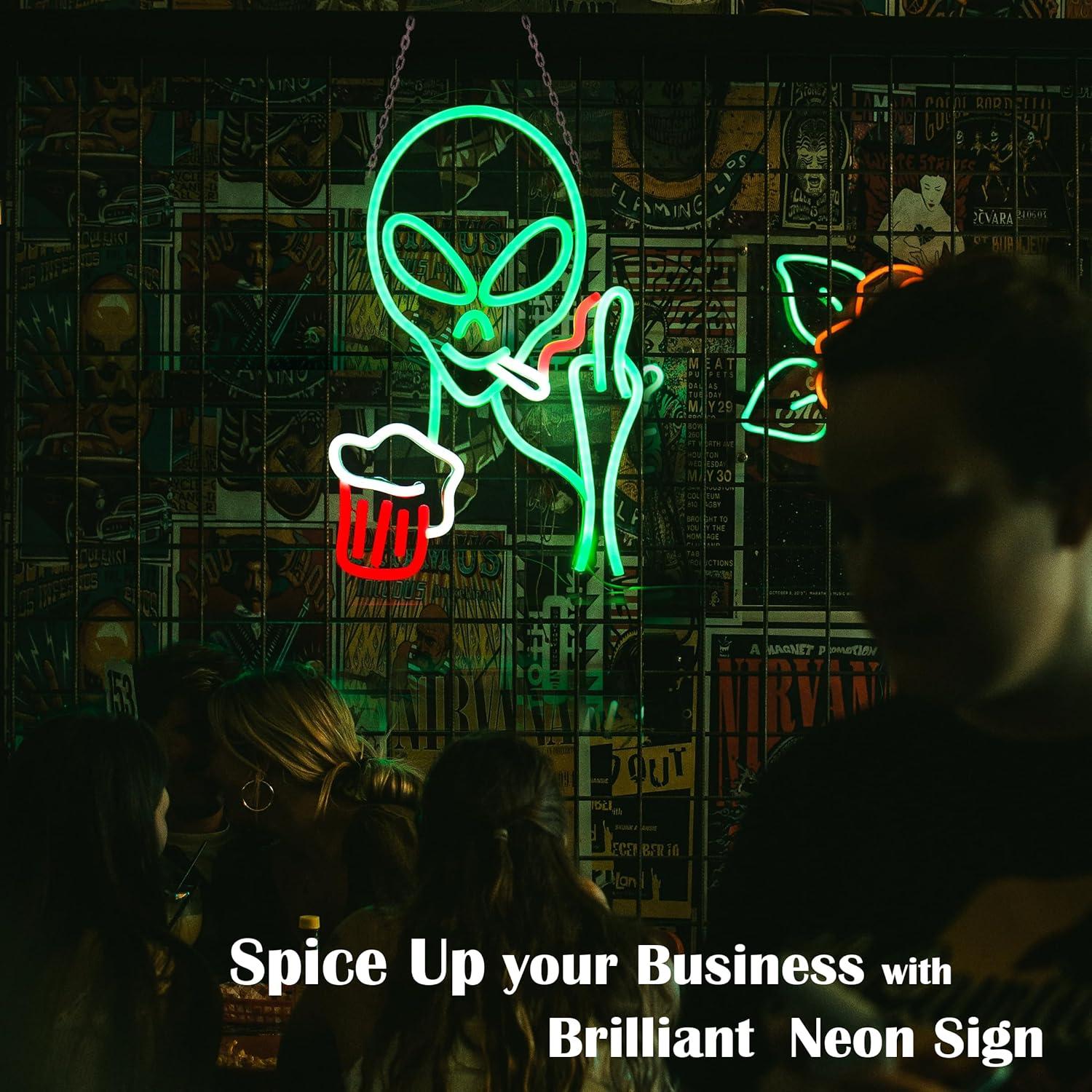 Cartel de Cerveza Alien LED 40x31.8cm para Pared - LEAHPENG