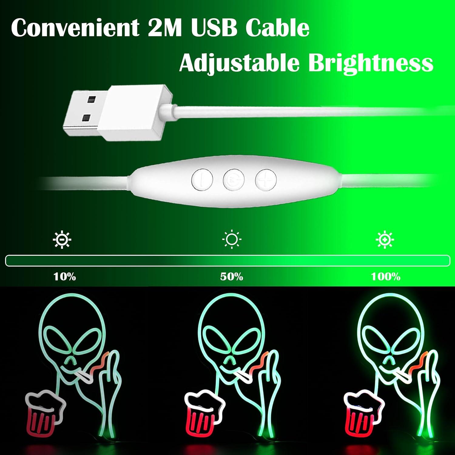 Cartel de Cerveza Alien LED 40x31.8cm para Pared - LEAHPENG