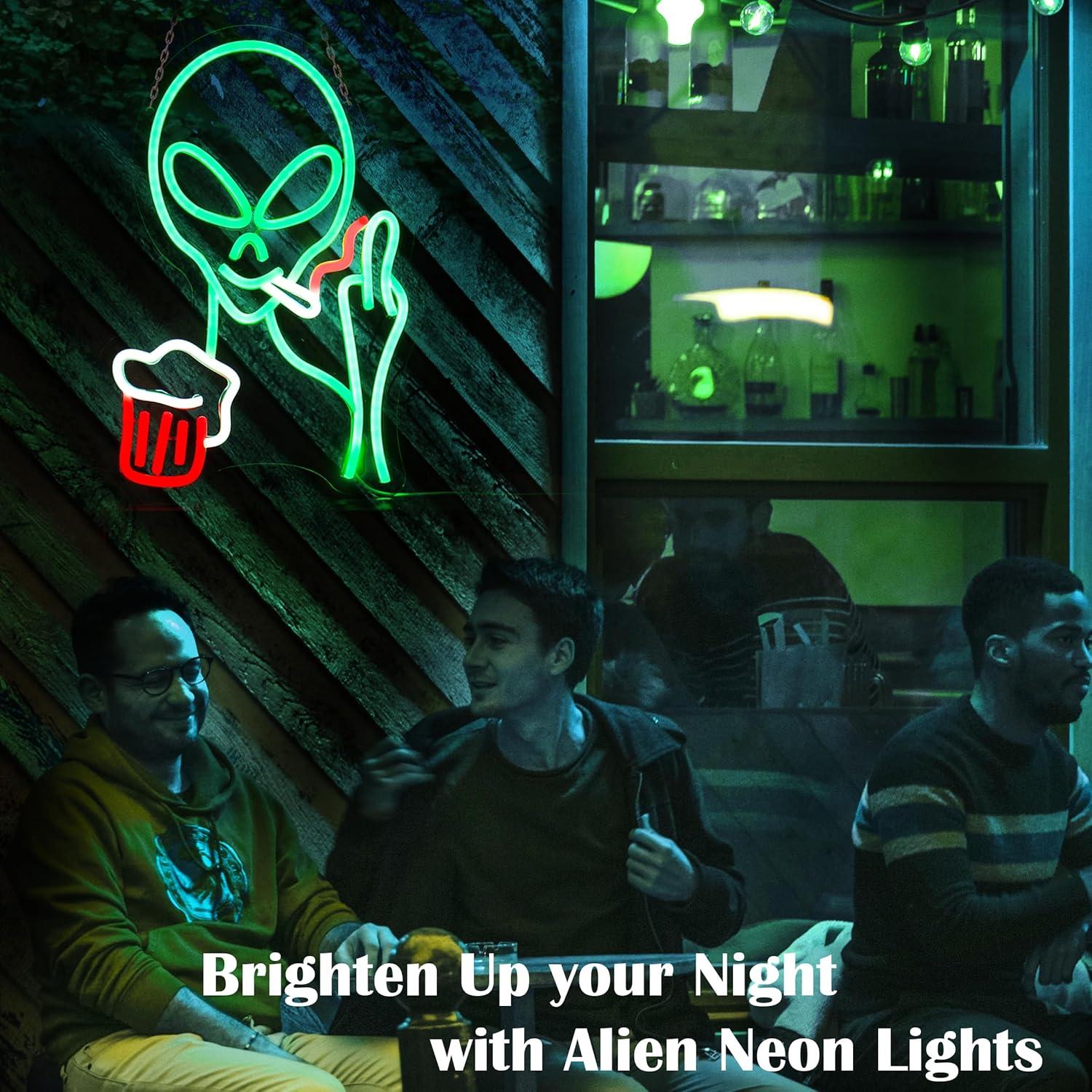 Cartel de Cerveza Alien LED 40x31.8cm para Pared - LEAHPENG