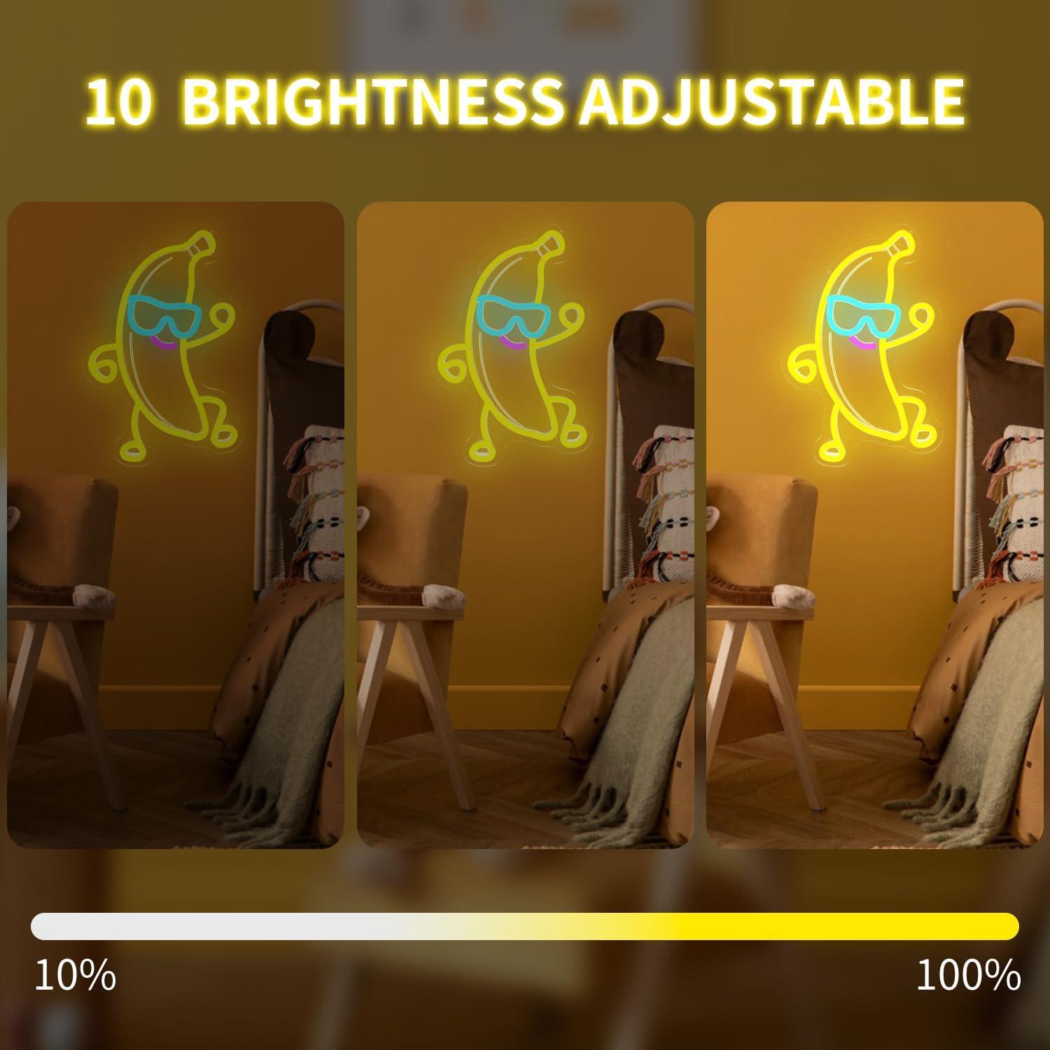 Luz de Neón LED Banana con Gafas de Sol Vveikea Dimmable