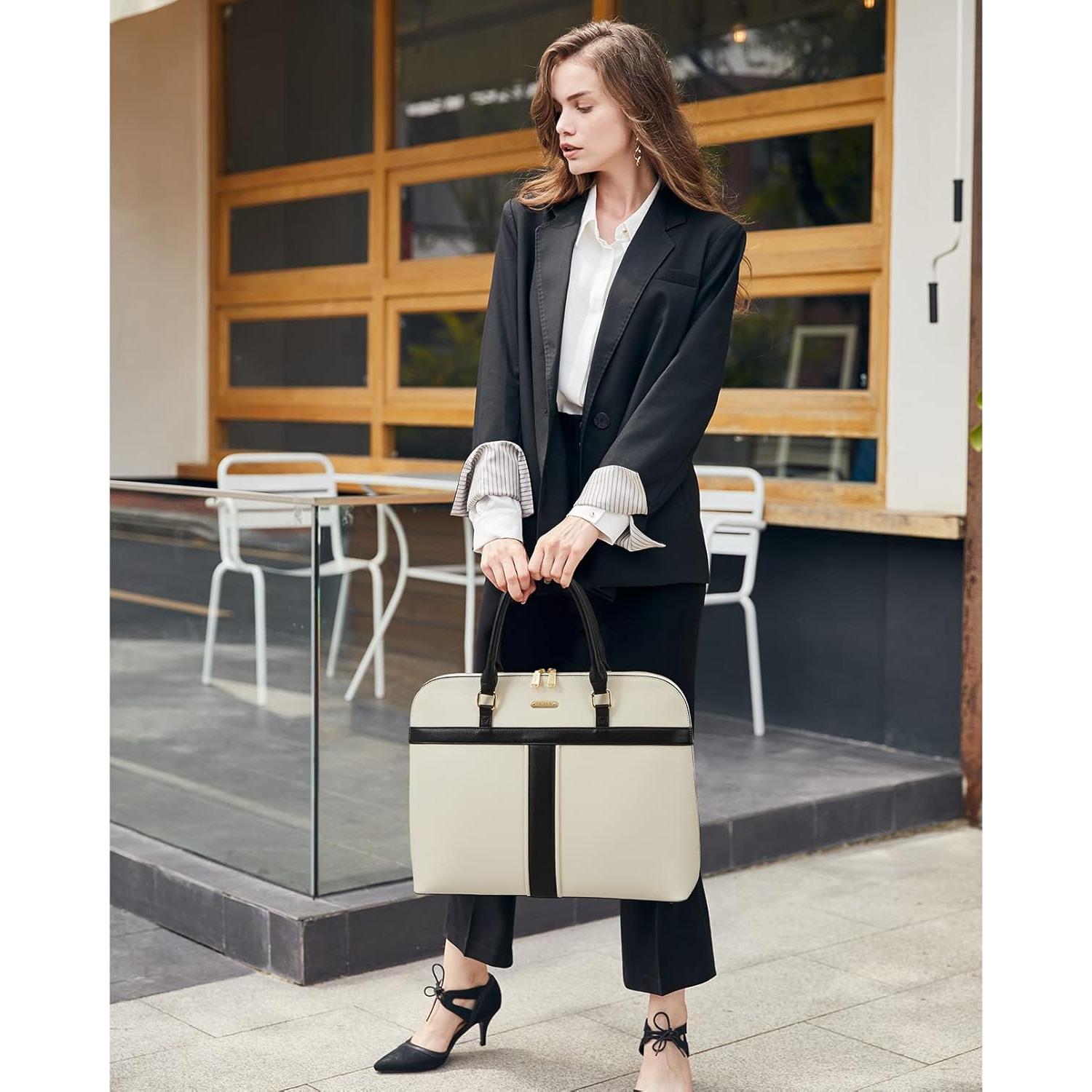 Bolso Tote para Laptop Telena de Cuero Vegano 15.6" Beige