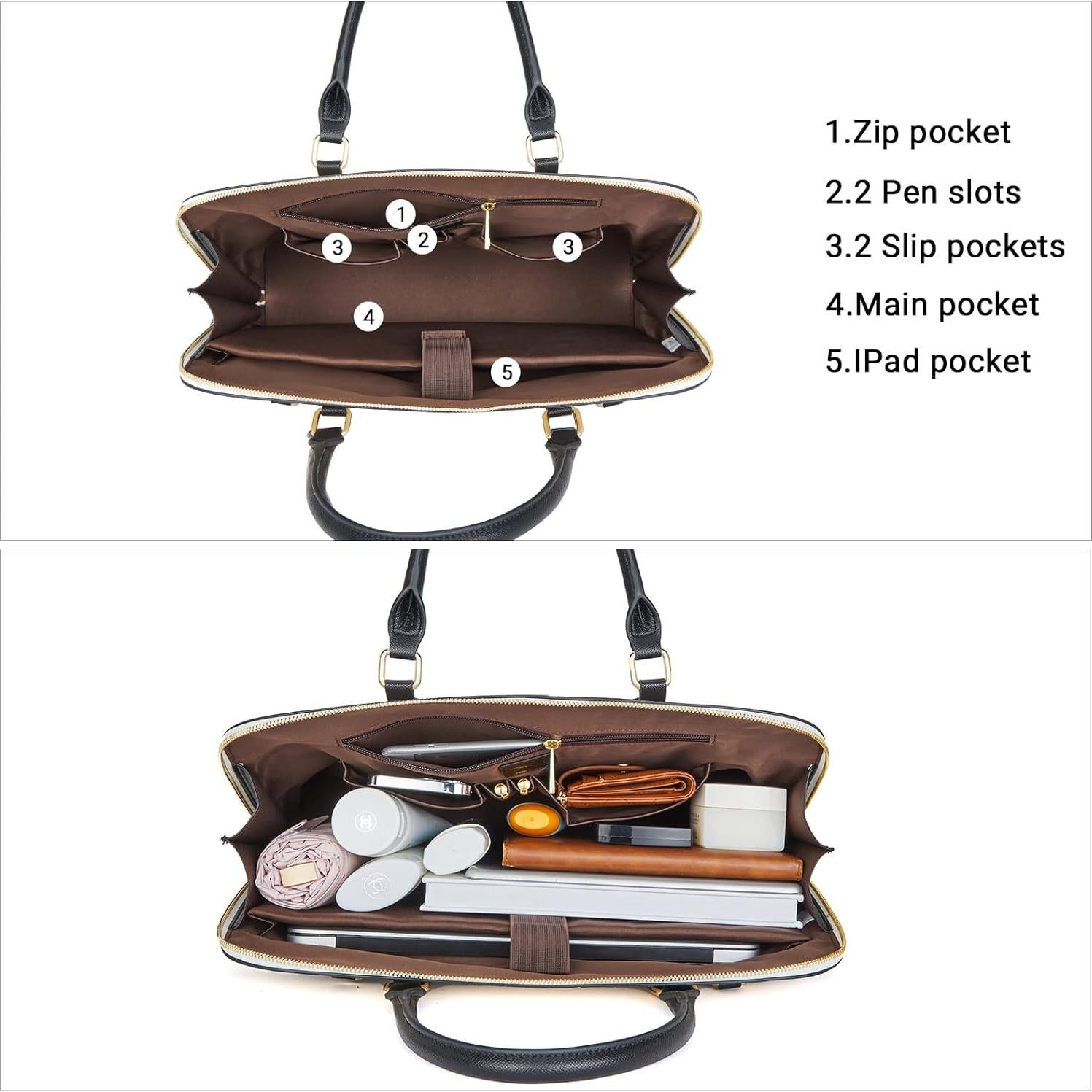 Bolso Tote para Laptop Telena de Cuero Vegano 15.6" Beige