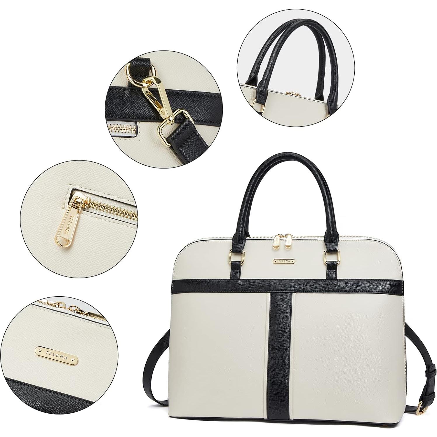 Bolso Tote para Laptop Telena de Cuero Vegano 15.6" Beige