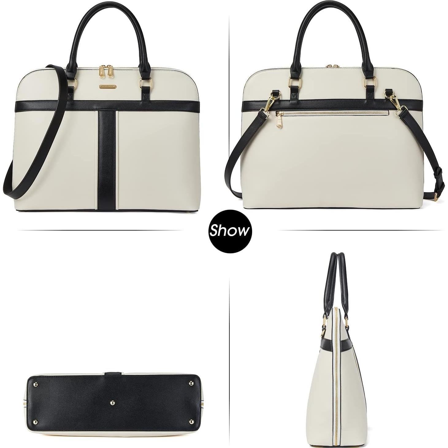 Bolso Tote para Laptop Telena de Cuero Vegano 15.6" Beige