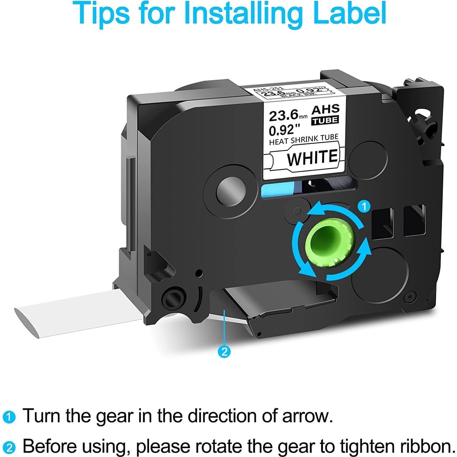 Cinta Termocontraíble Cruxer HSE-251 23.6mm Negro sobre Blanco - Paquete de 2