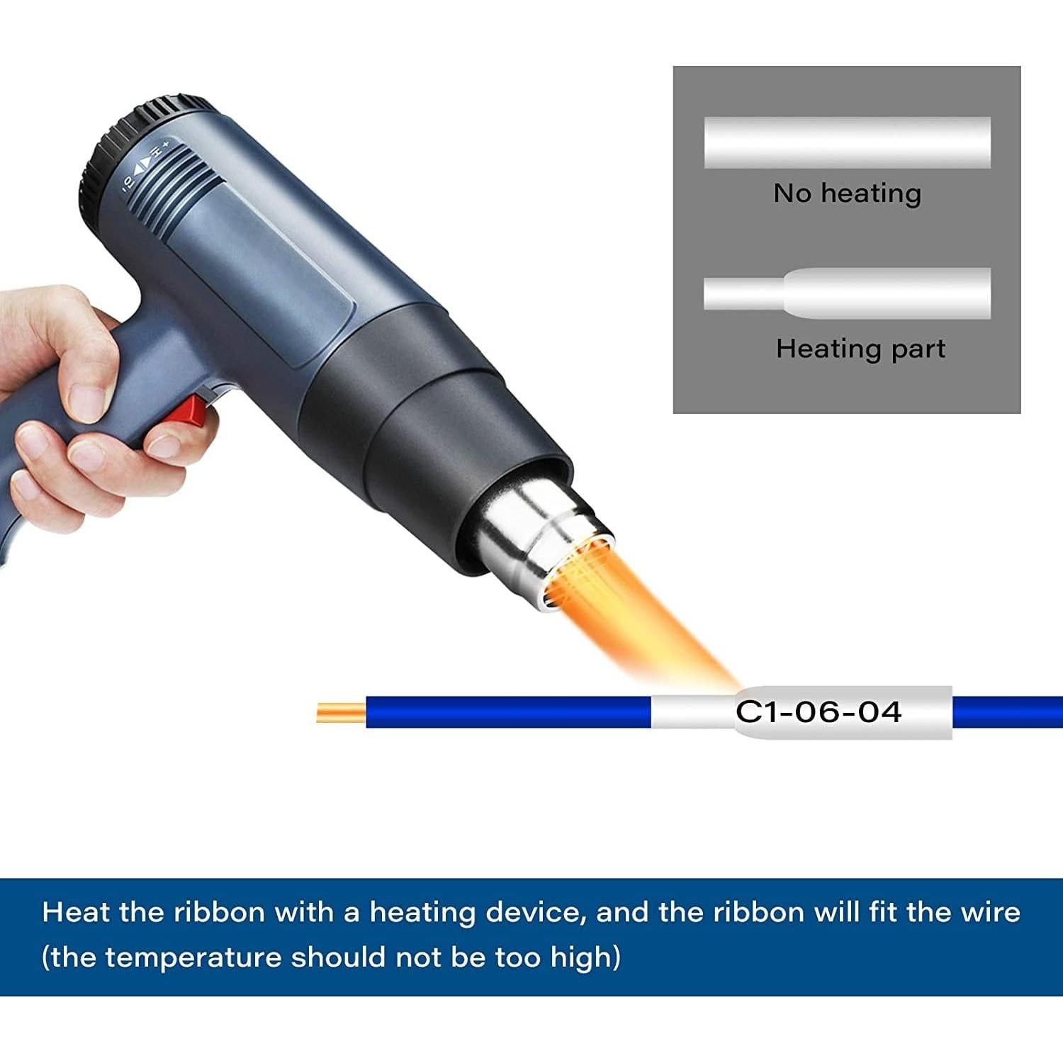 Cinta Termocontraíble Cruxer HSE-251 23.6mm Negro sobre Blanco - Paquete de 2
