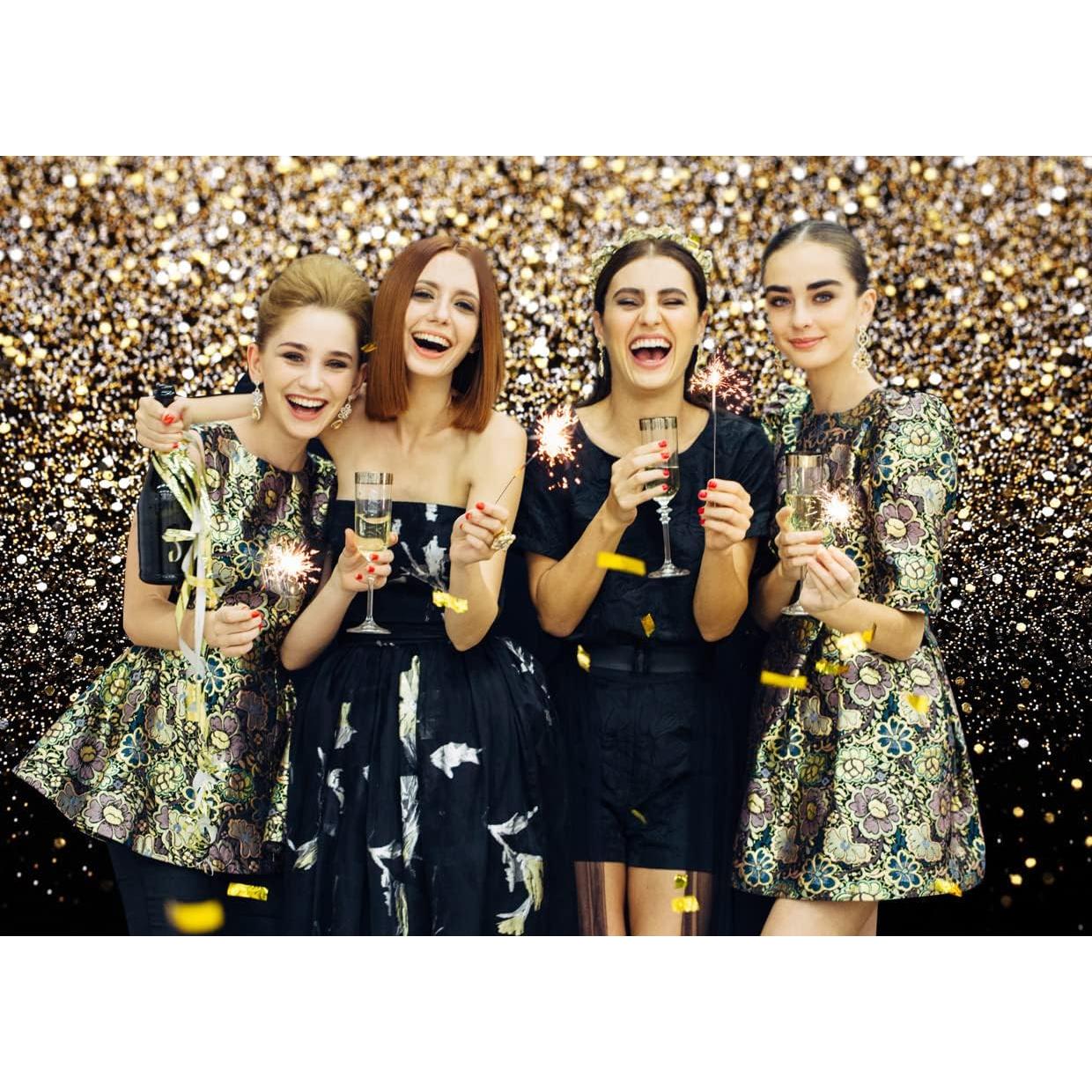 Fondo Fotográfico Vinilo SJOLOON 1.8x1.2m Negro y Dorado