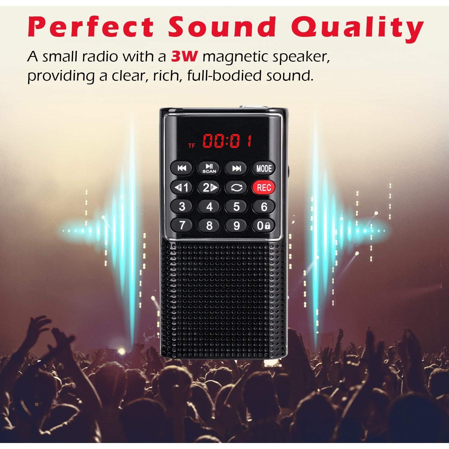 Radio Portátil FM PRUNUS J-328 con Grabador y Batería Recargable