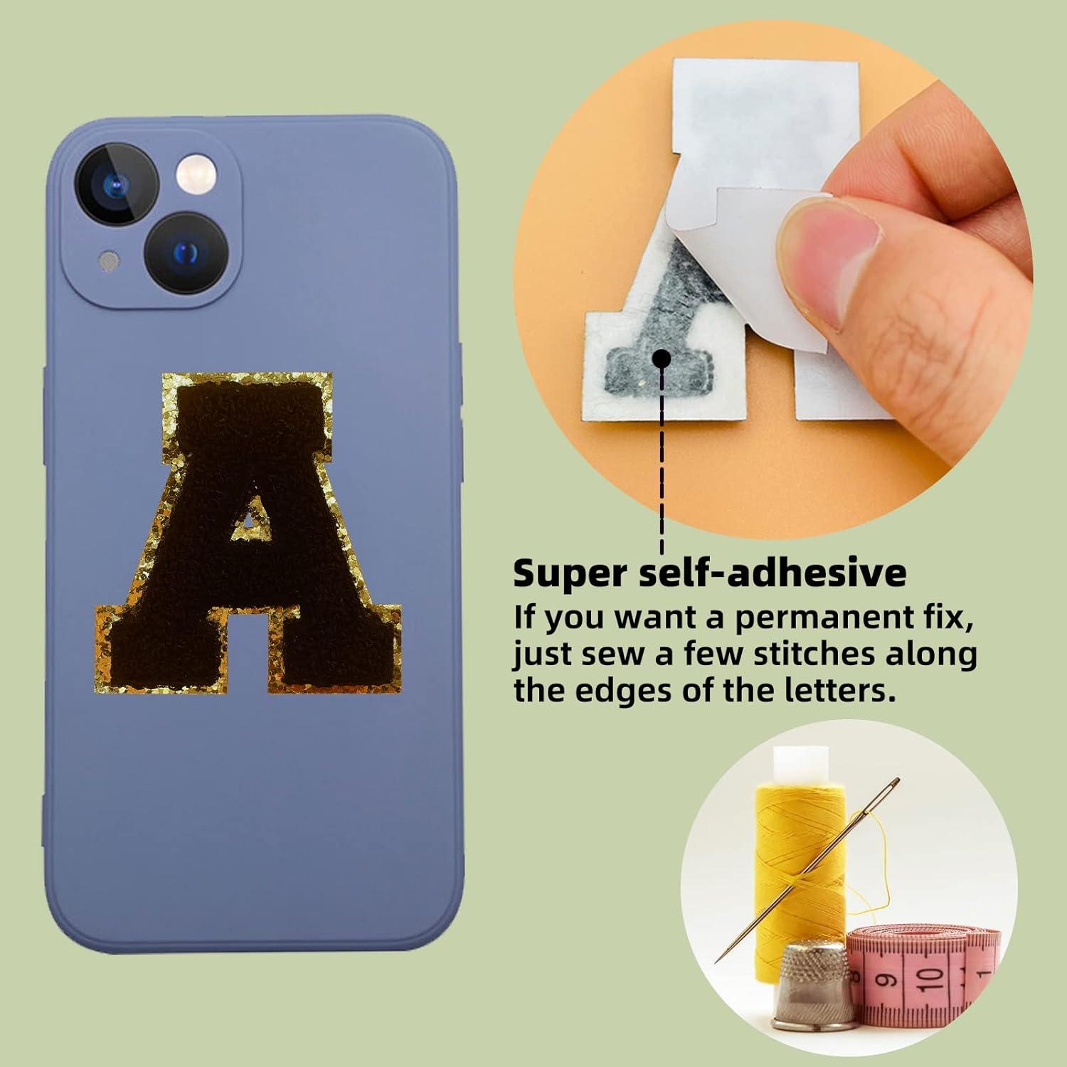 Parche de Letras Chenille Autoadhesivas Jongdari - 26 Piezas