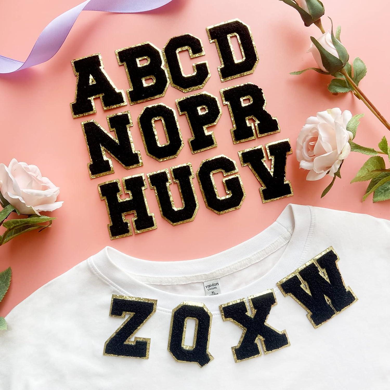 Parche de Letras Chenille Autoadhesivas Jongdari - 26 Piezas