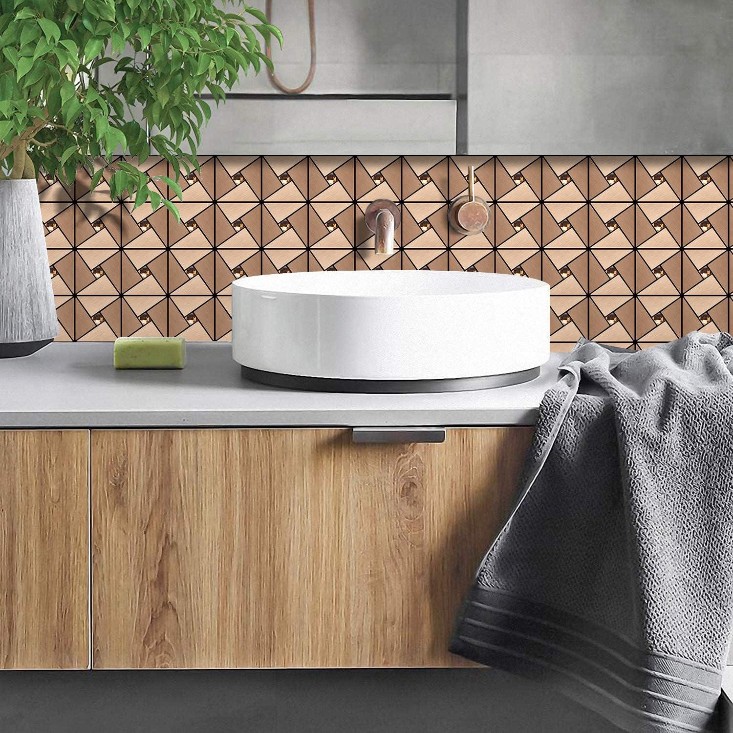 Azulejo Autoadhesivo Vamos Tile Rosa Oro 30.48x30.48cm 10 Hojas