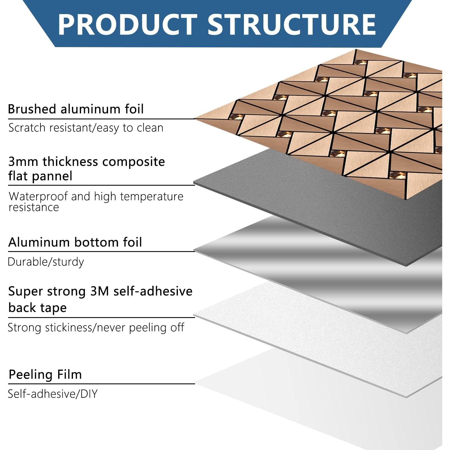 Azulejo Autoadhesivo Vamos Tile Rosa Oro 30.48x30.48cm 10 Hojas
