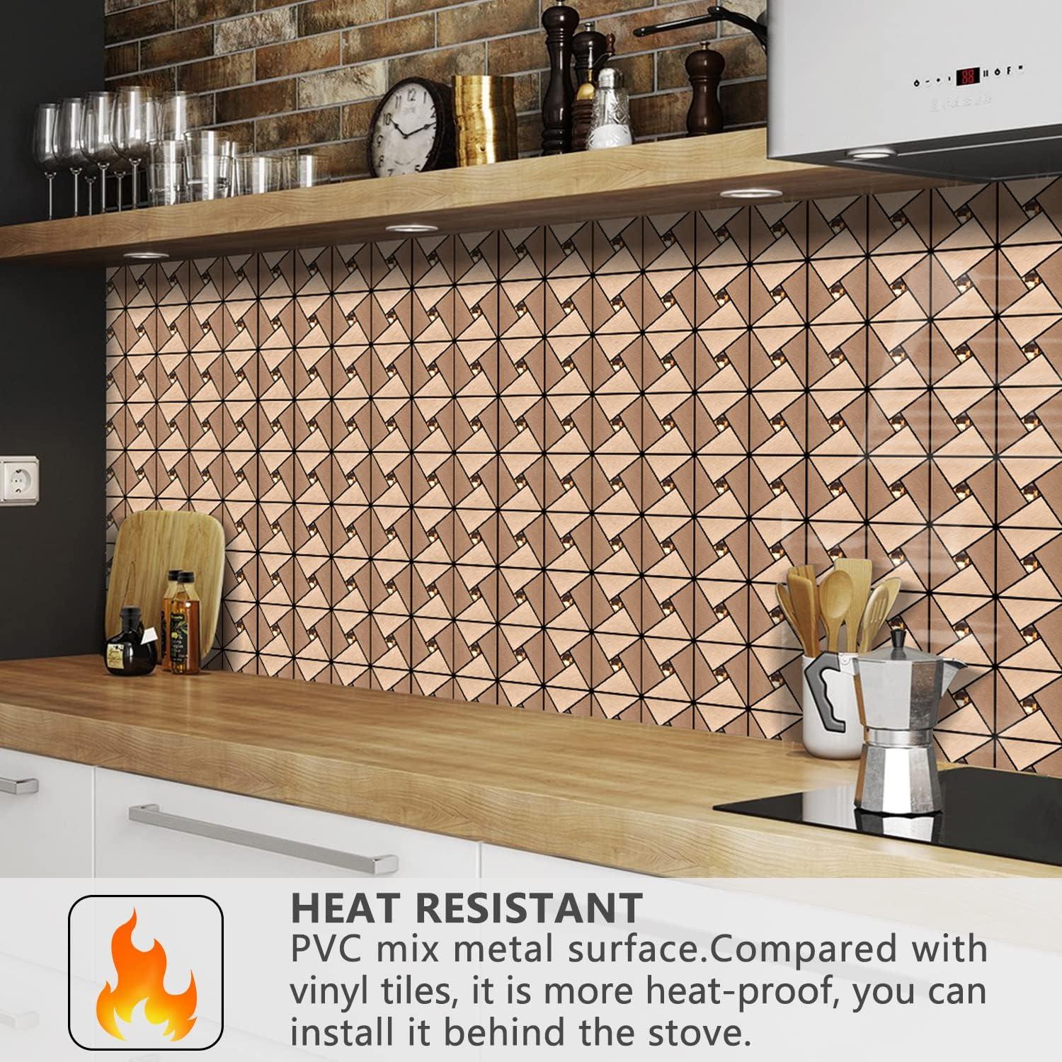 Azulejo Autoadhesivo Vamos Tile Rosa Oro 30.48x30.48cm 10 Hojas