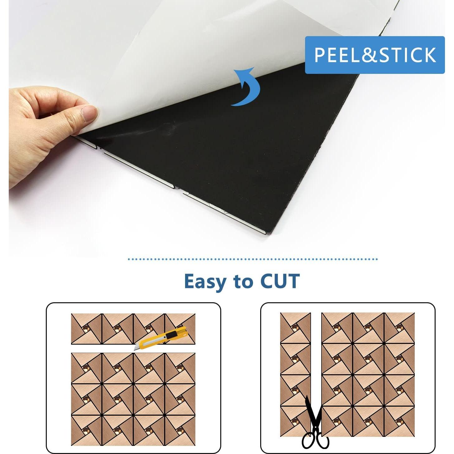 Azulejo Autoadhesivo Vamos Tile Rosa Oro 30.48x30.48cm 10 Hojas