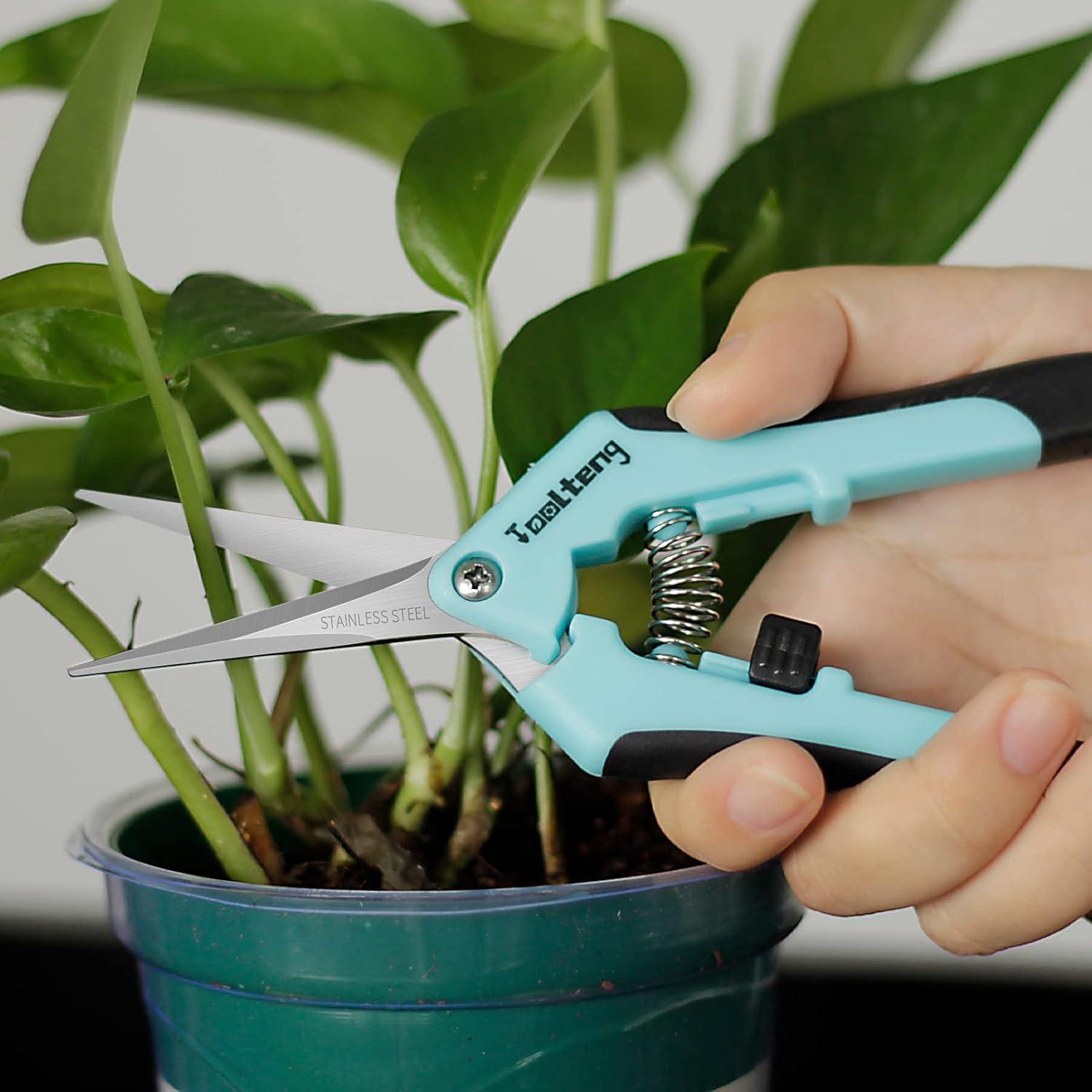 3 Tijeras de Podar TOOLTENG Azul, Cuchilla Recta, Ergonomía