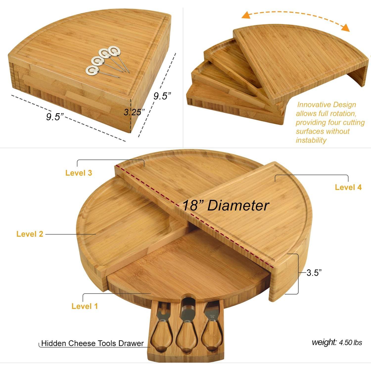 Tabla de Charcutería Compacta Picnic en Ascot 45.72 cm Bambú