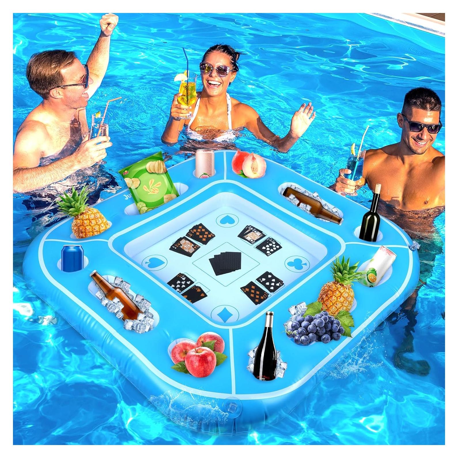 Mesa Flotante Grande Justforjoyful 99 cm para Piscina con Cartas