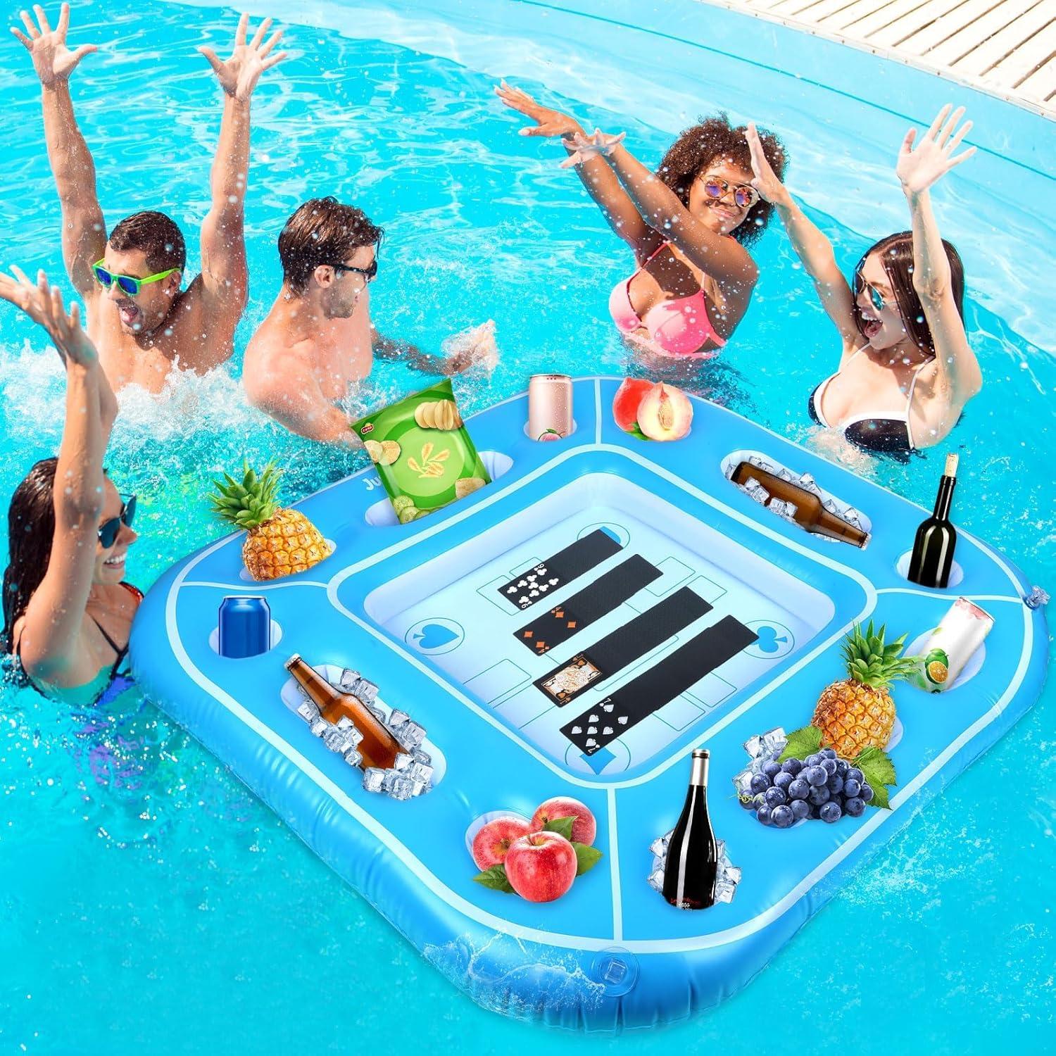 Mesa Flotante Grande Justforjoyful 99 cm para Piscina con Cartas