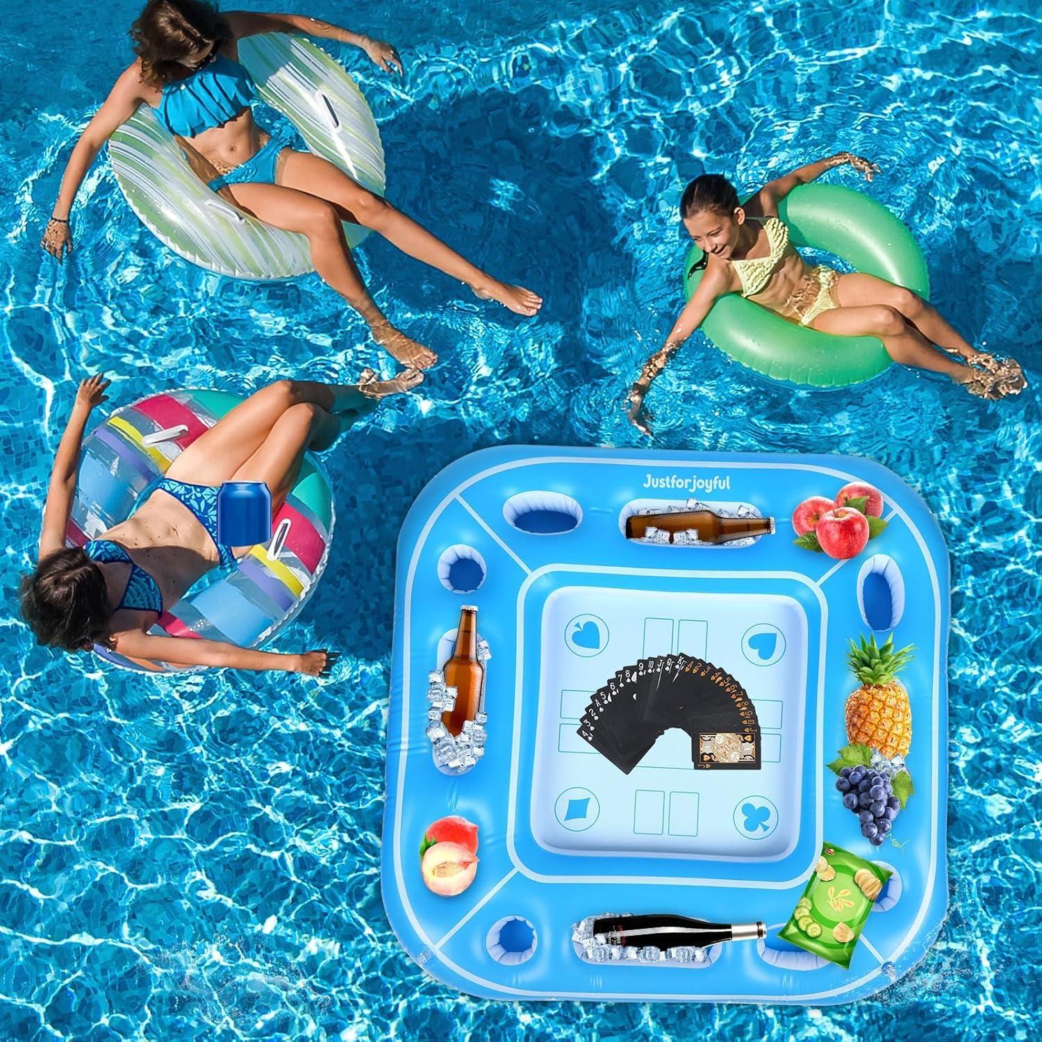 Mesa Flotante Grande Justforjoyful 99 cm para Piscina con Cartas