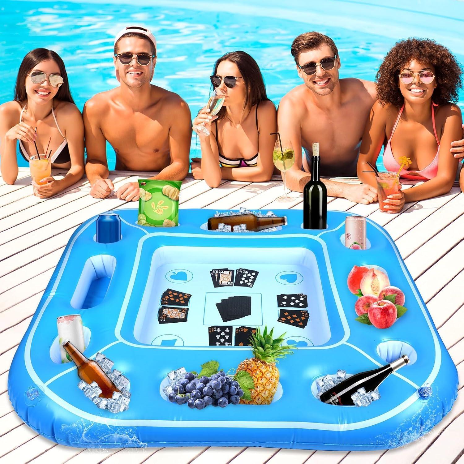 Mesa Flotante Grande Justforjoyful 99 cm para Piscina con Cartas