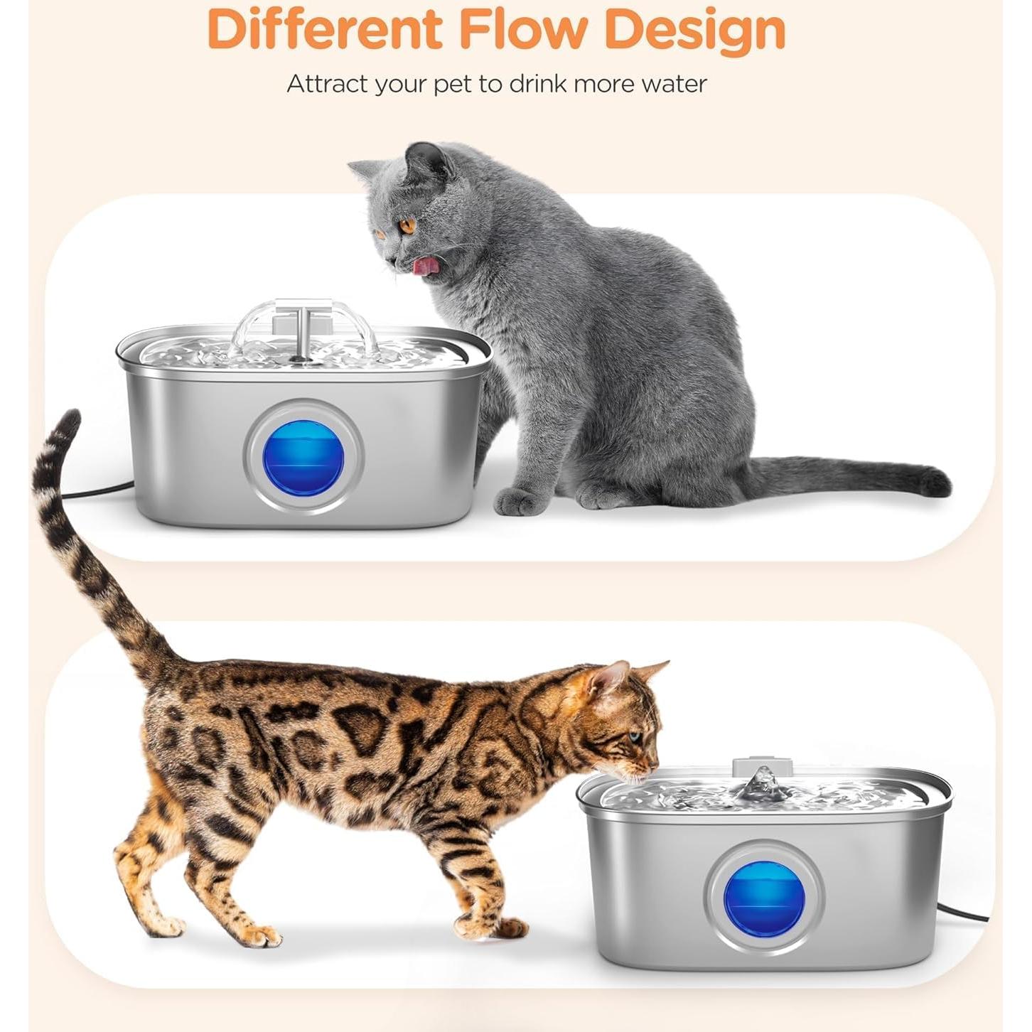 Fuente de Agua Automática para Gatos Rellaty 3.2L Acero Inoxidable