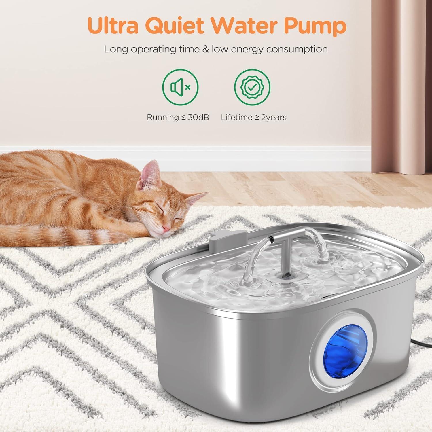 Fuente de Agua Automática para Gatos Rellaty 3.2L Acero Inoxidable