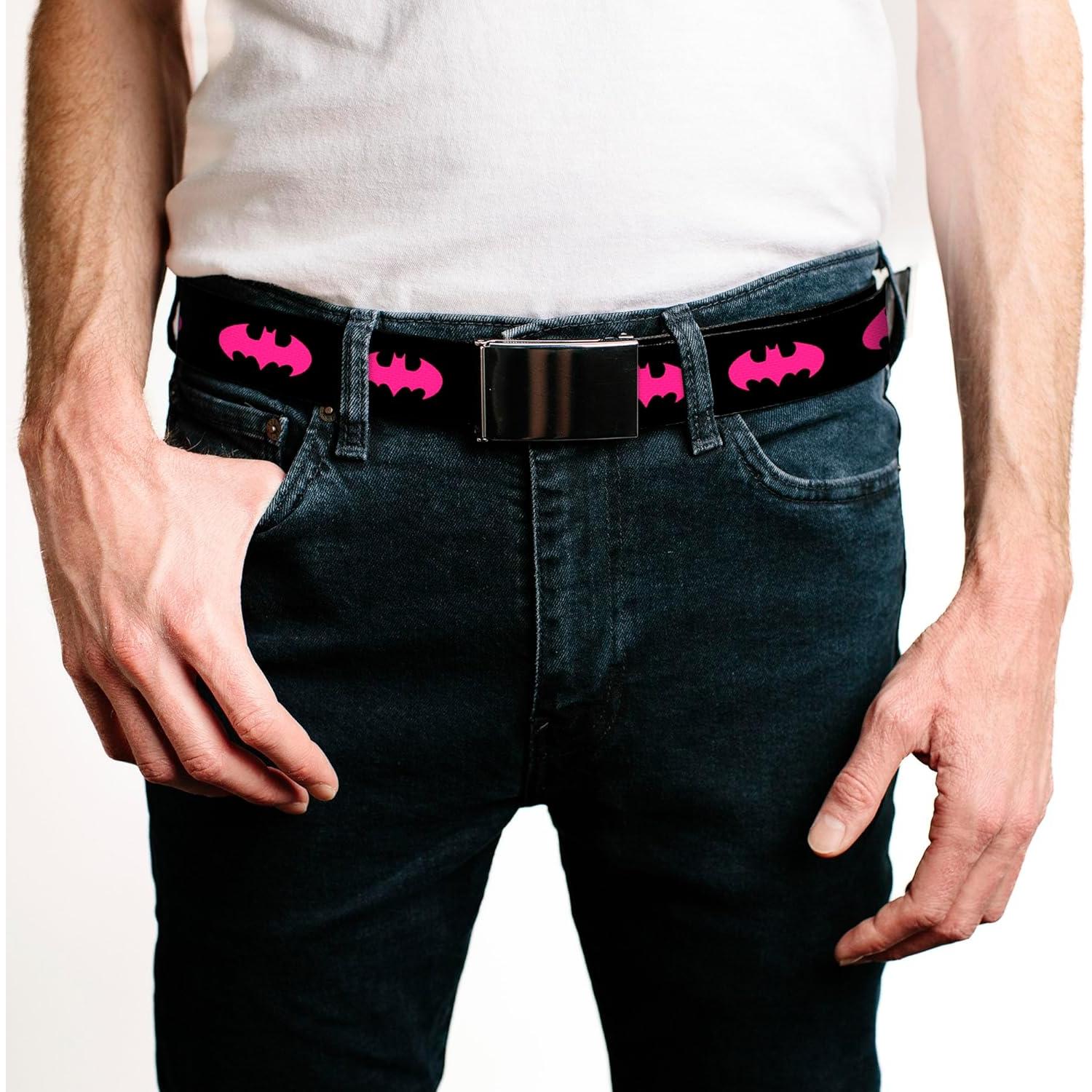 Cinturón Web Buckle-Down DC Comics Batman Negro Fucsia 3.81 cm
