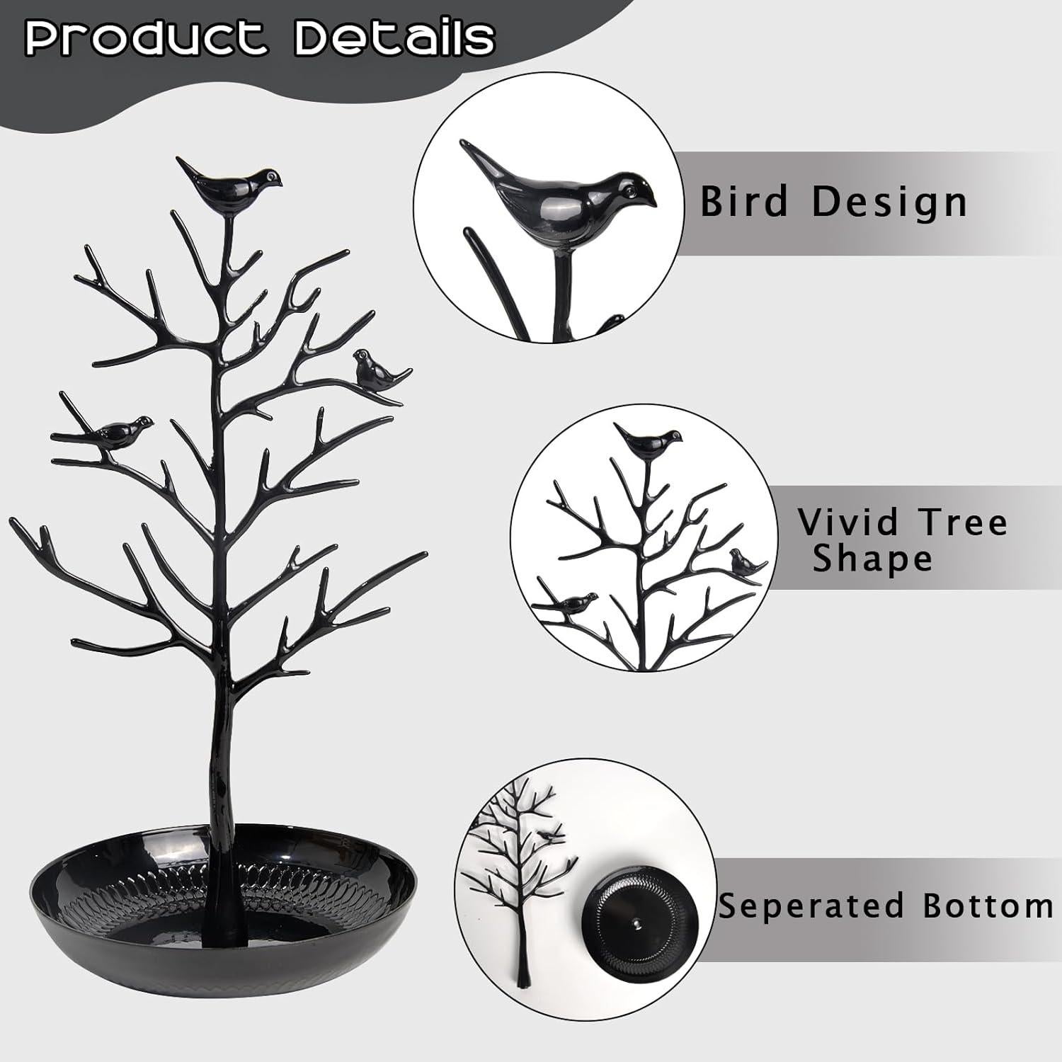 Organizador de Joyería ChezMax Árbol Metal Negro 30 cm