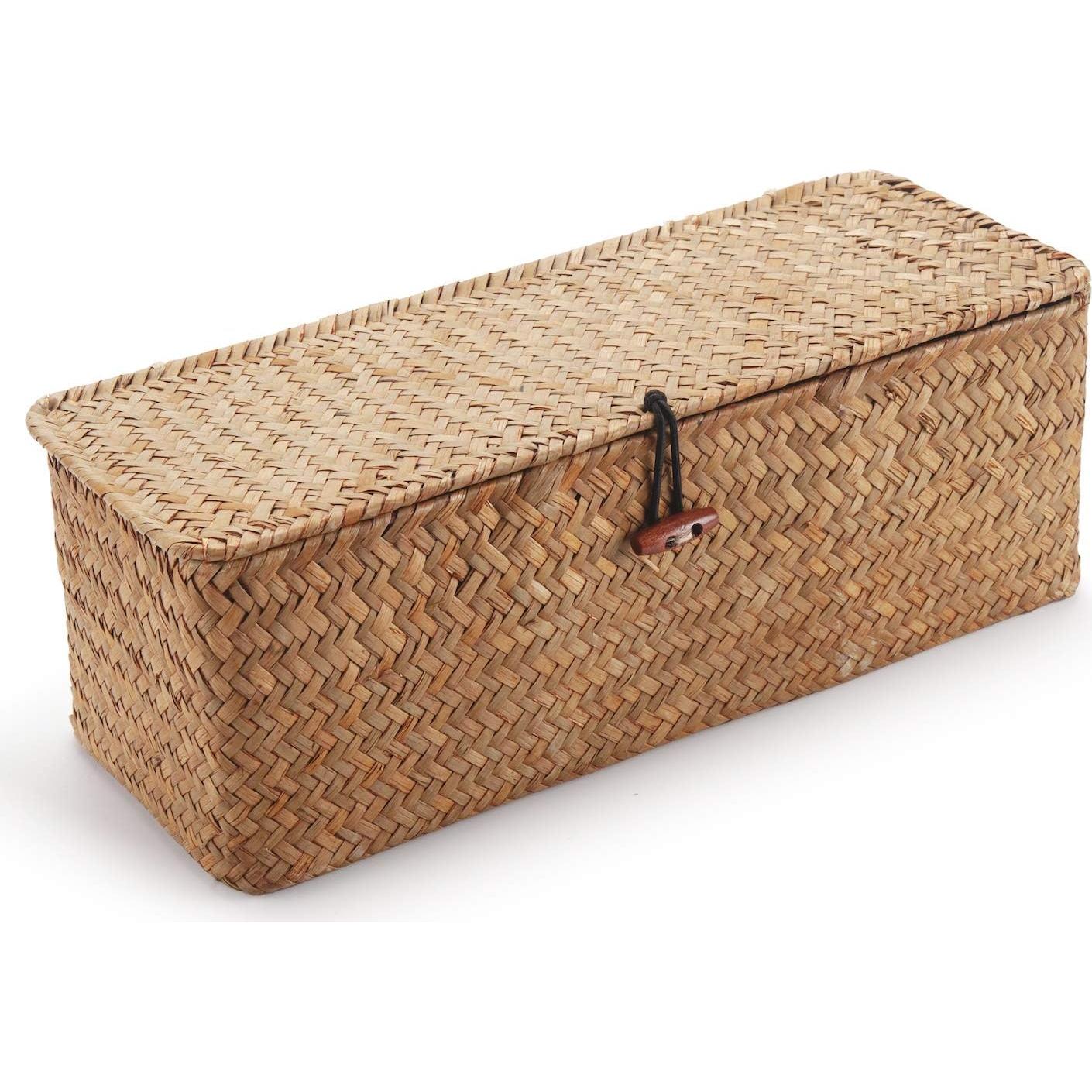Cesta de Almacenamiento DECRAFTS de Hierba Marina con Tapa 42x14x14cm