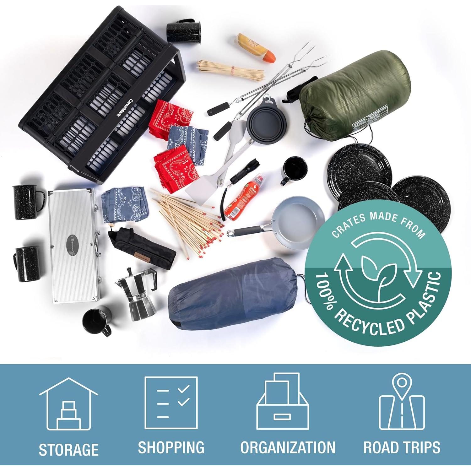 CleverMade Caja Utilitaria Plegable 45L Negra - 30 kg