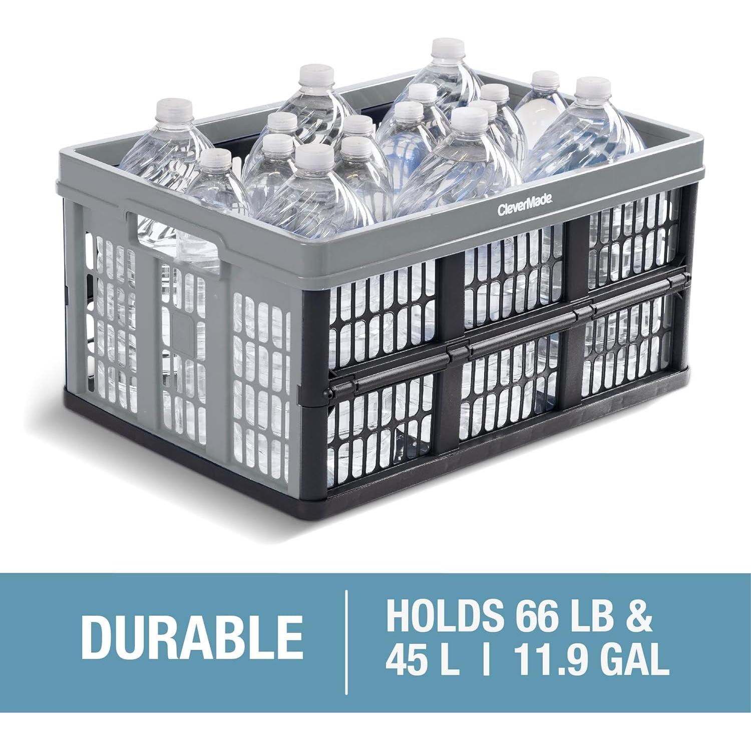 CleverMade Caja Utilitaria Plegable 45L Negra - 30 kg