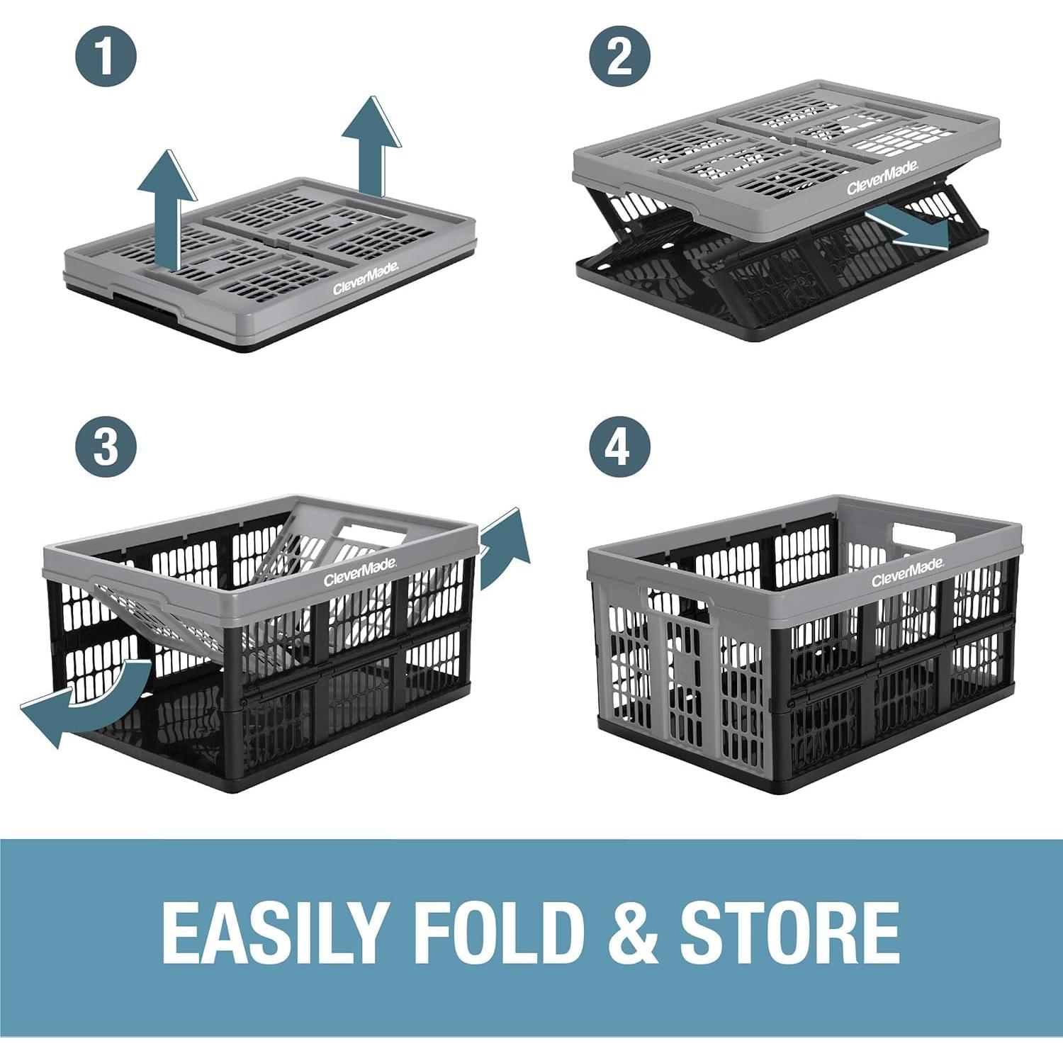 CleverMade Caja Utilitaria Plegable 45L Negra - 30 kg