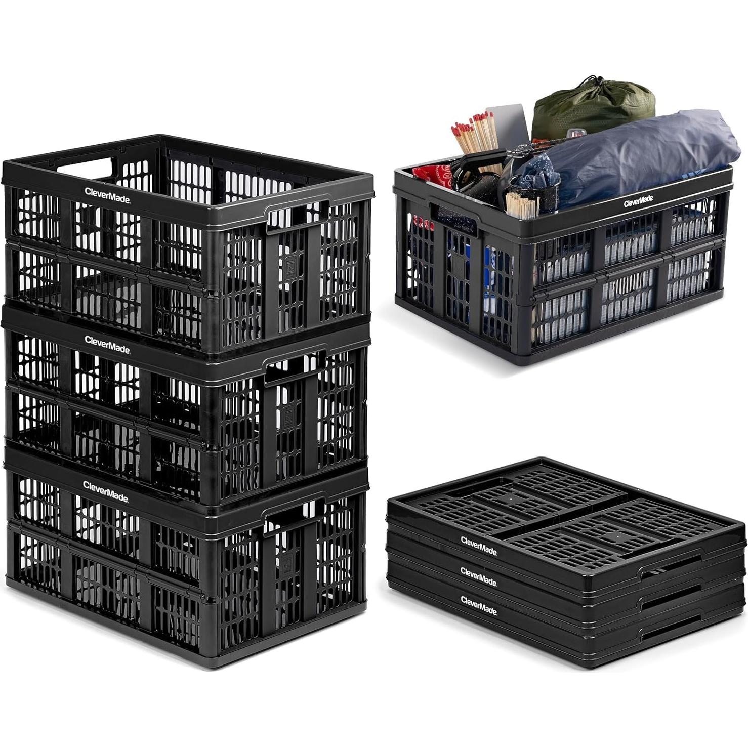 CleverMade Caja Utilitaria Plegable 45L Negra - 30 kg